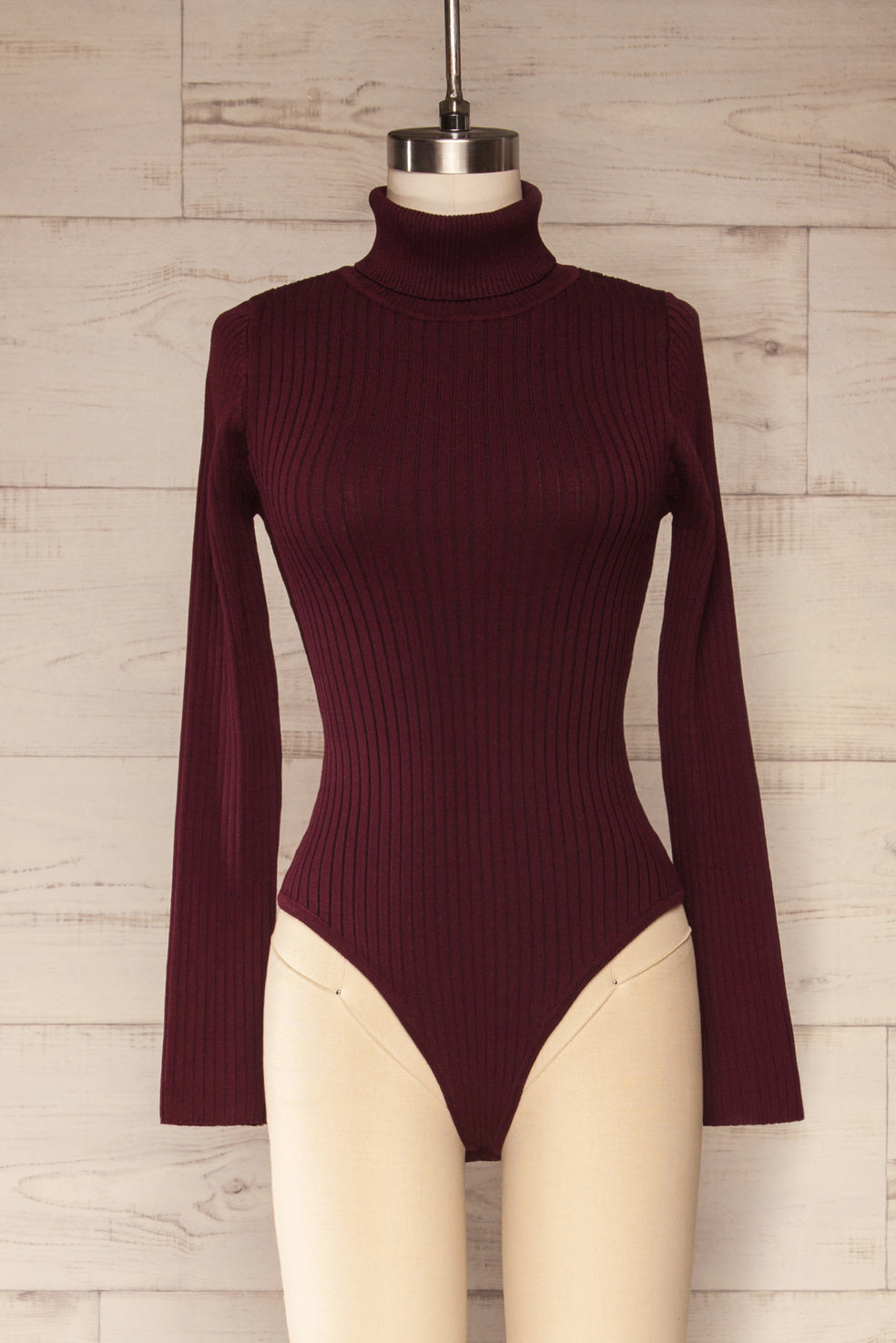 Mainz Wine Long Sleeve Turtleneck Bodysuit | La petite garçonne front view