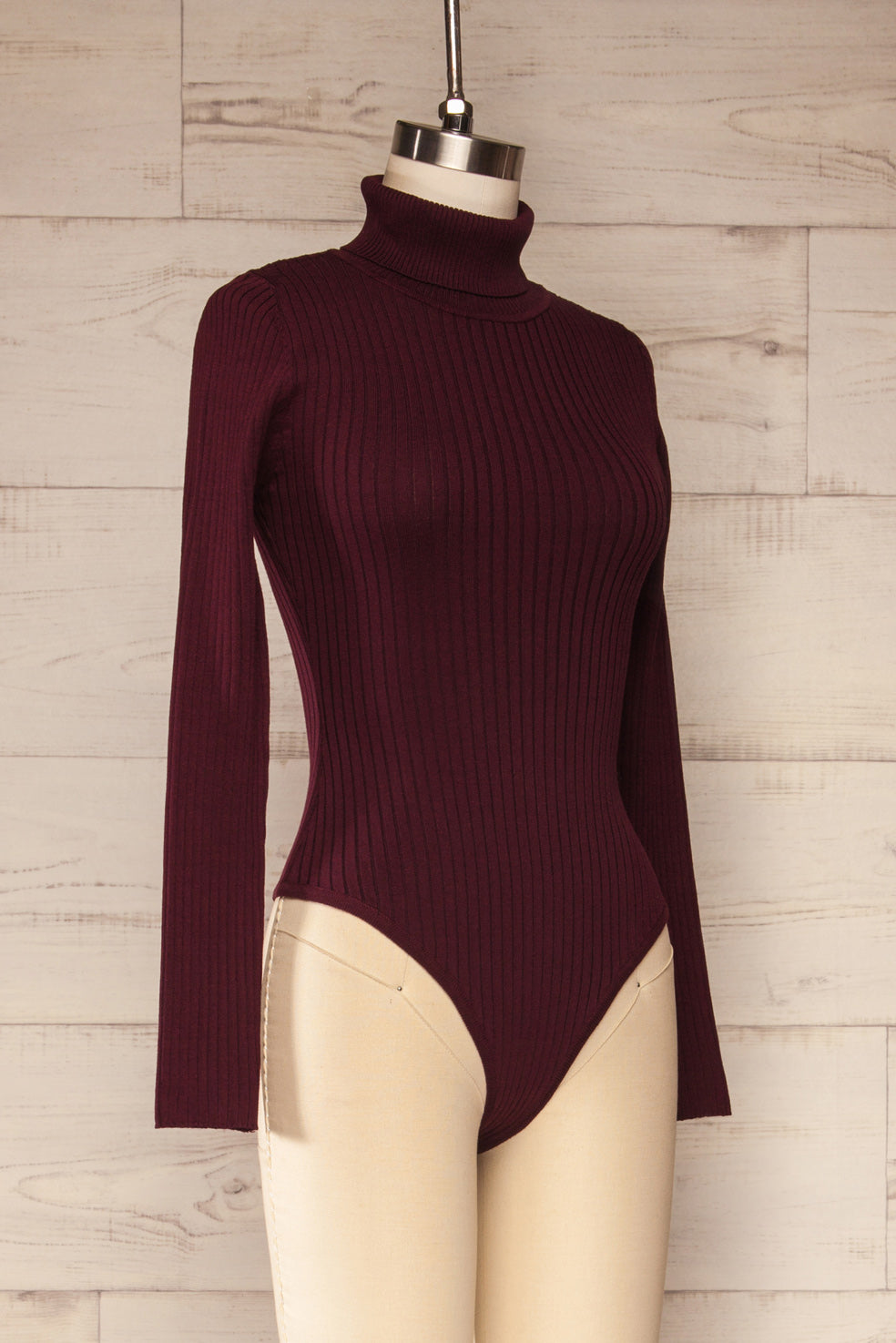Mainz Wine Long Sleeve Turtleneck Bodysuit | La petite garçonne side view