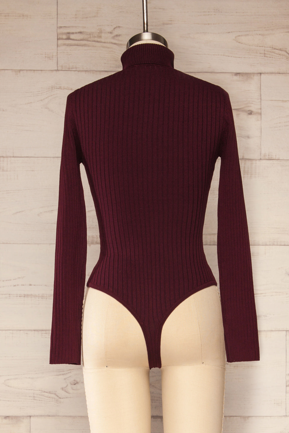 Mainz Wine Long Sleeve Turtleneck Bodysuit | La petite garçonne back view
