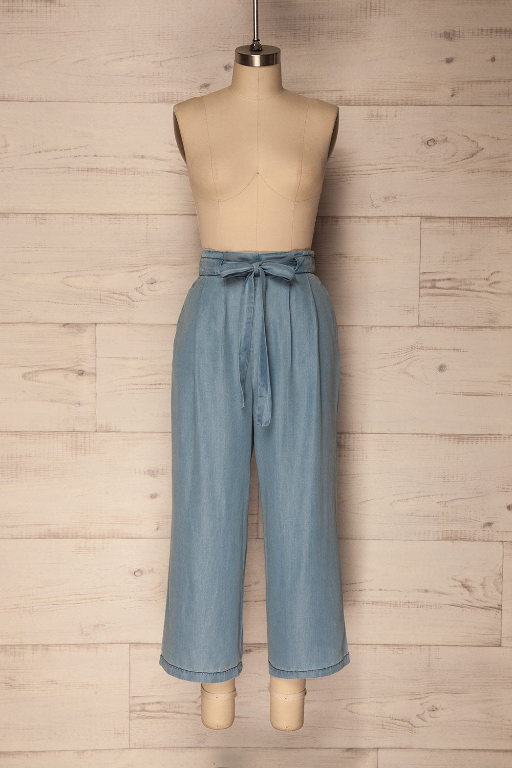 Majoges Light Blue Wide Leg Cropped Pants | La Petite Garçonne 1