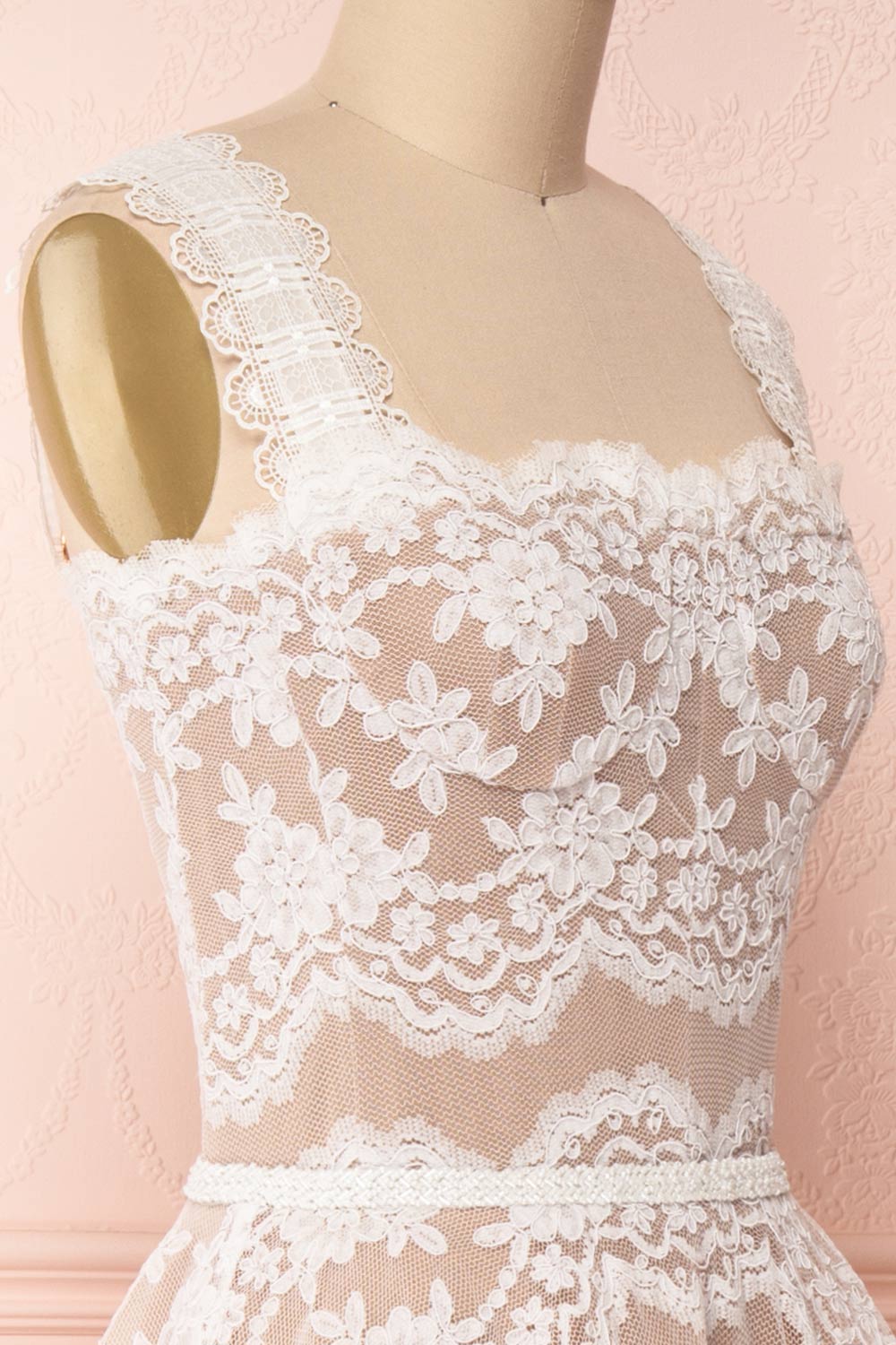 Makamea White & Beige Lace A-Line Bridal Dress | Boudoir 1861