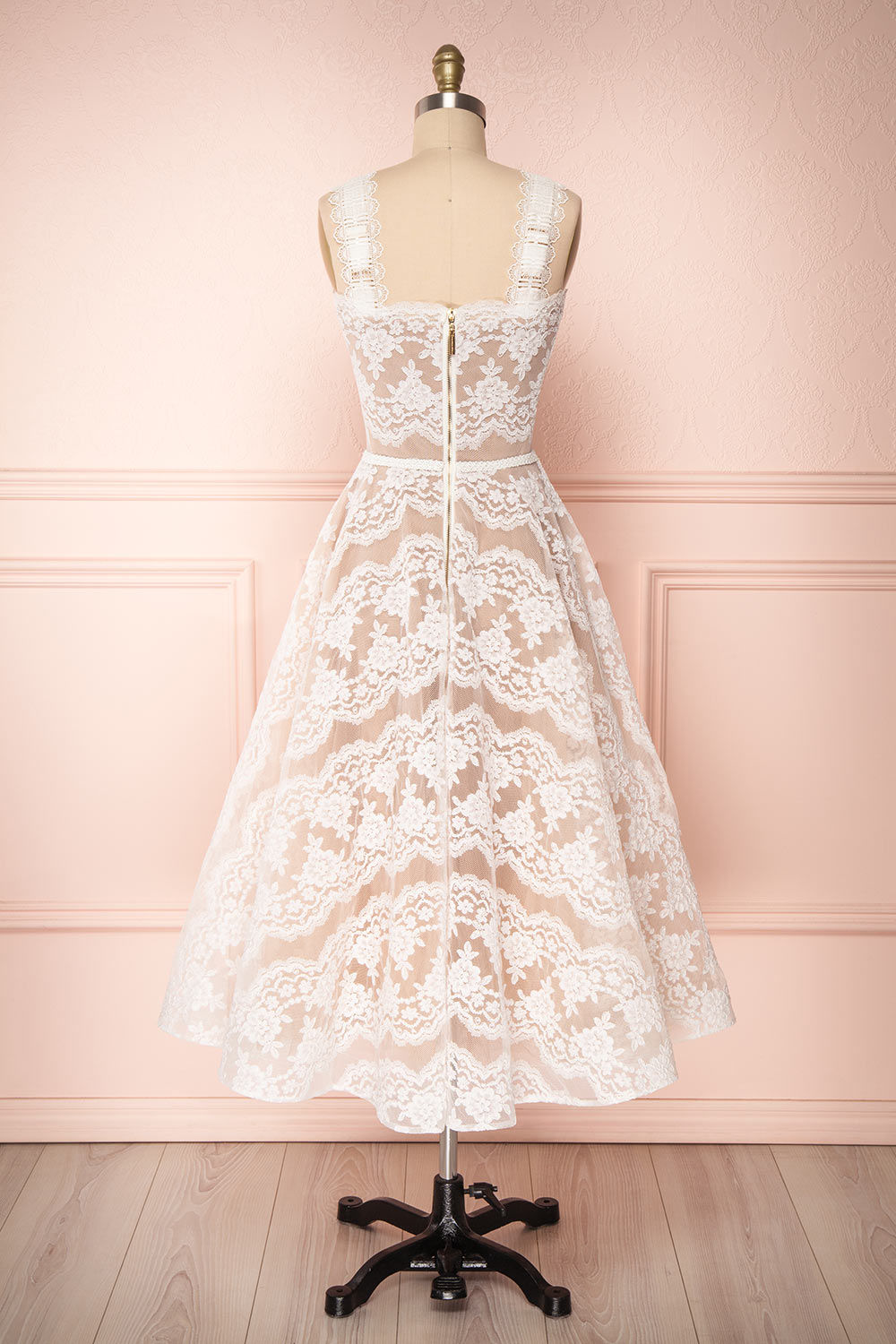 Makamea White & Beige Lace A-Line Bridal Dress | Boudoir 1861