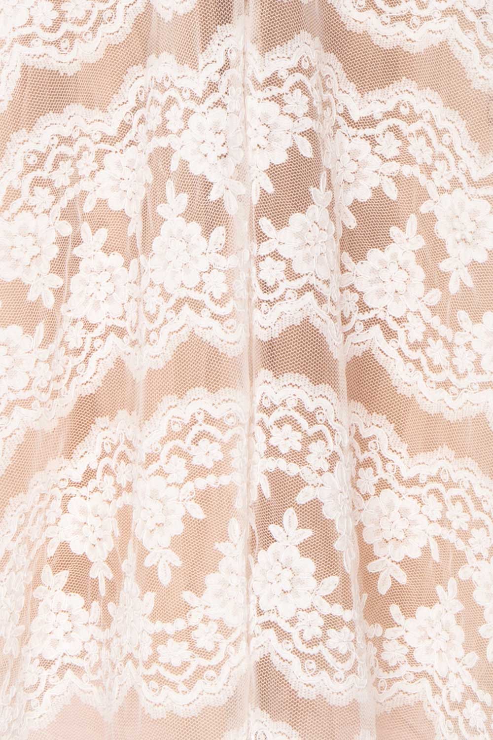 Makamea White & Beige Lace A-Line Bridal Dress | Boudoir 1861