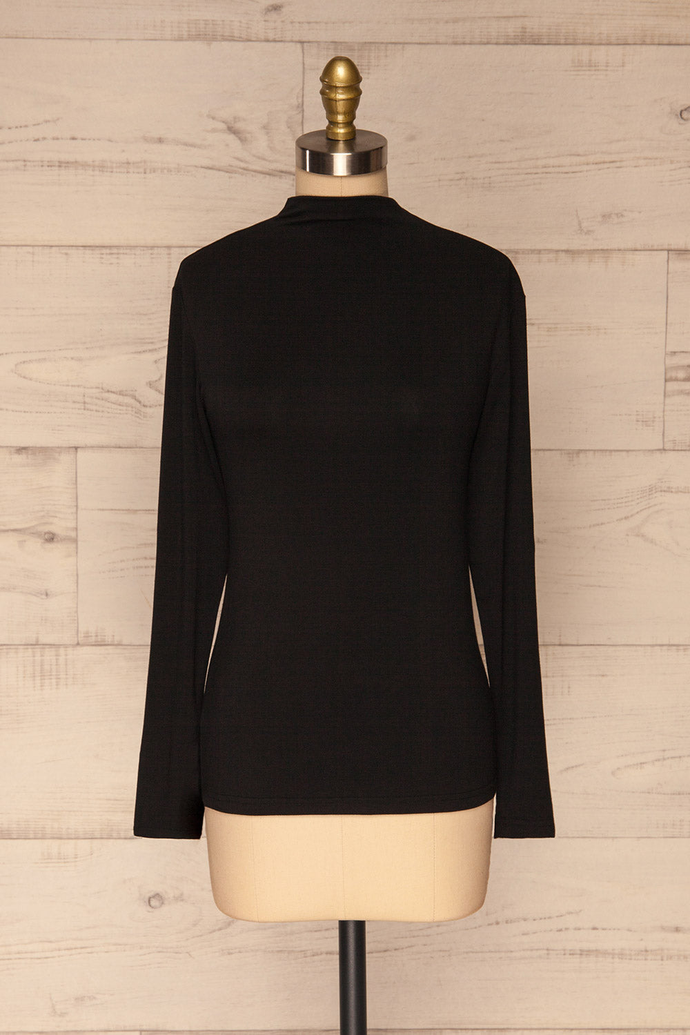 Malmo Black Mock Neck Long Sleeve Top | La petite garçonne front view