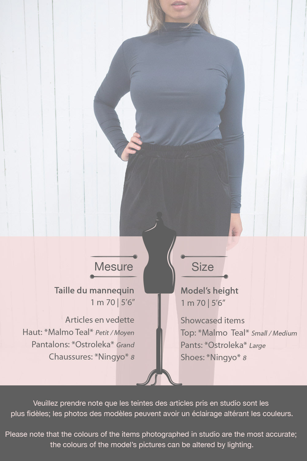 Malmo Teal Mock Neck Long Sleeve Top | La petite garçonne size