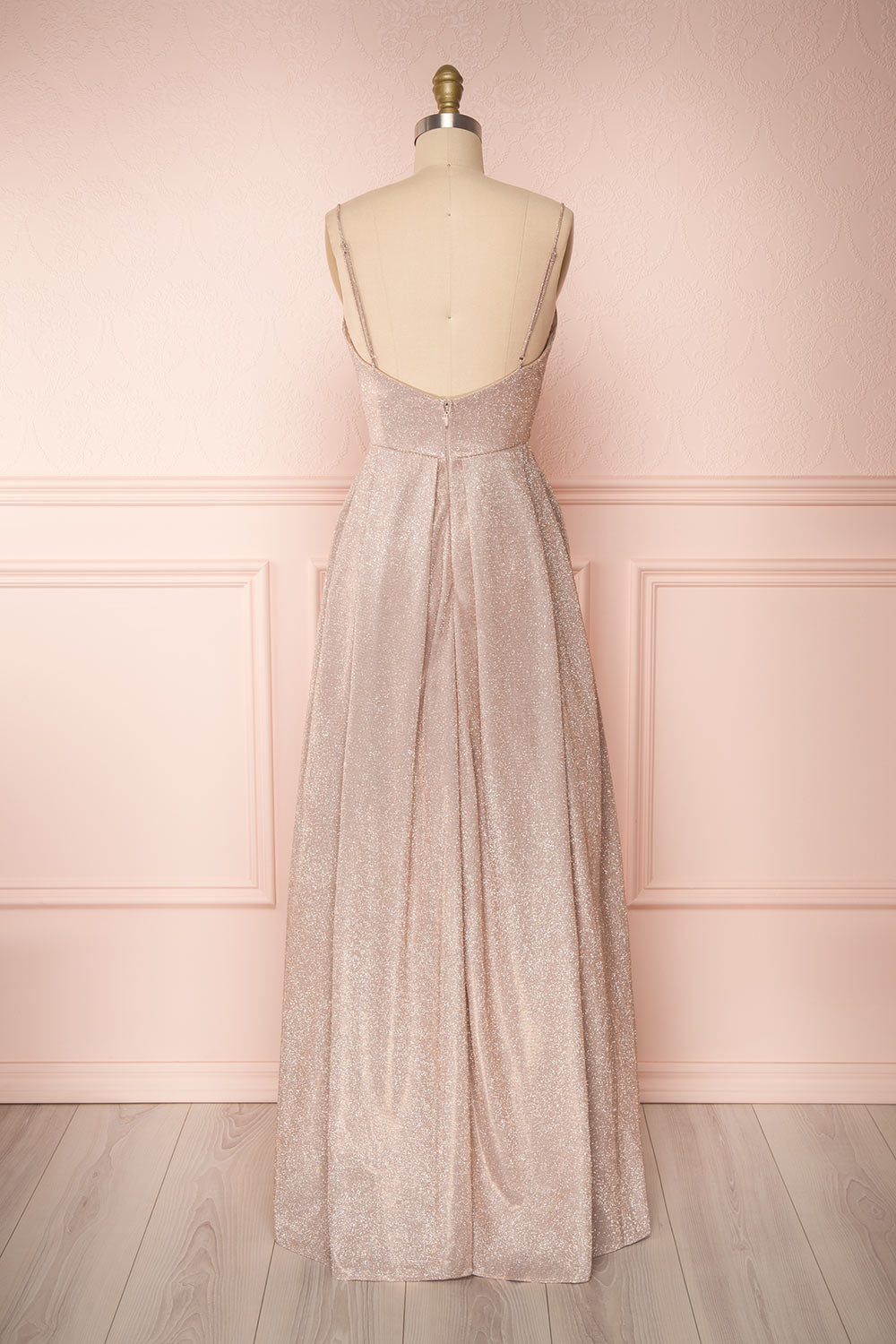 Malorie Dusty Pink Voluminous Maxi Dress | Boutique 1861 back view
