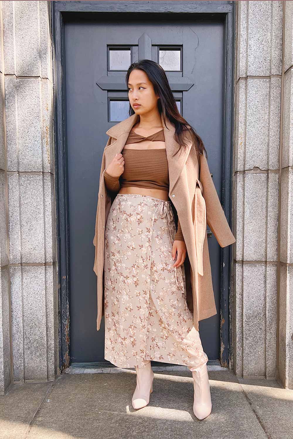 Artemisia Midi Floral Wrap Skirt | Boutique 1861 on model