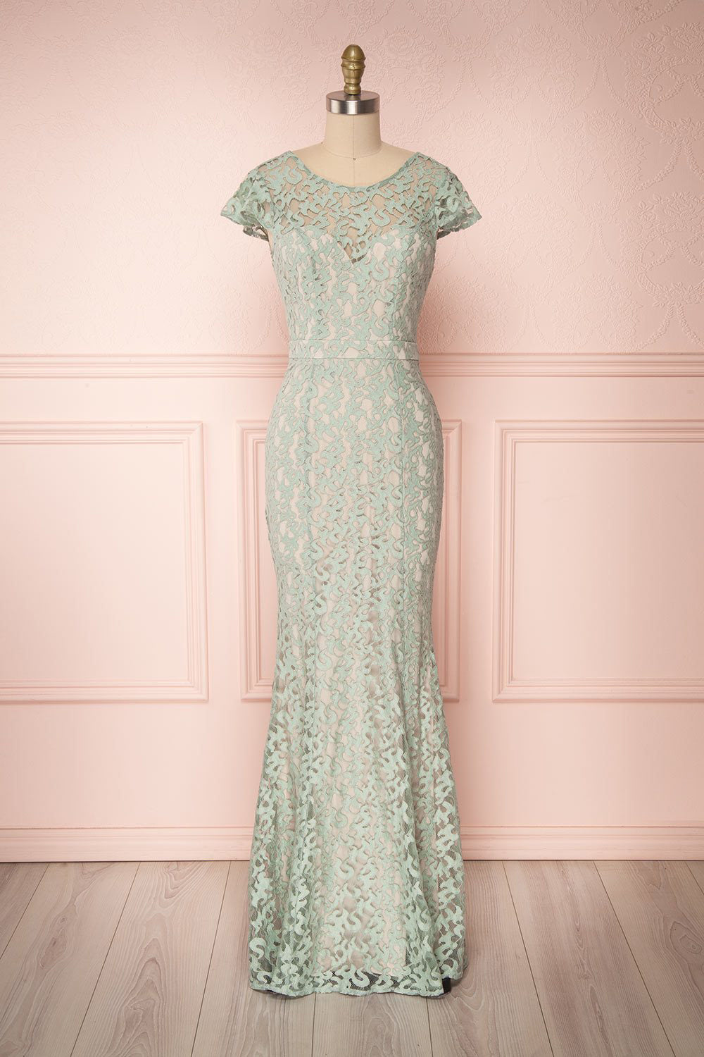 Marianne Sage Green Cap Sleeved Lace Mermaid Gown | Boudoir 1861