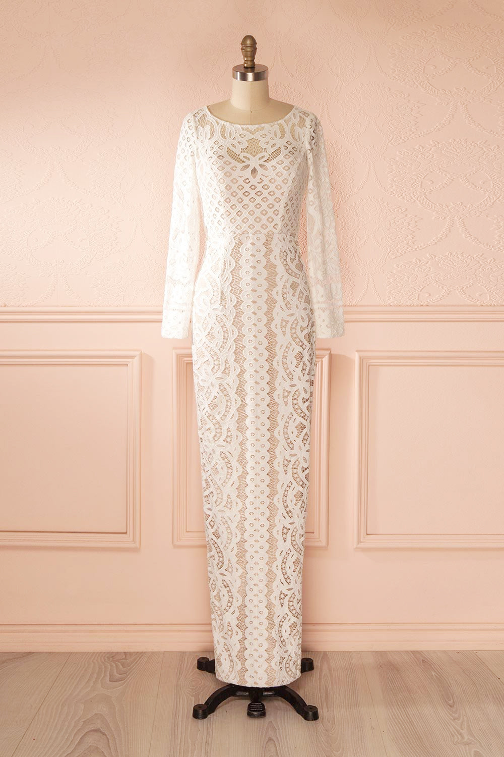 Marie-Laine White overall lace wedding gown | Boudoir 1861 front view