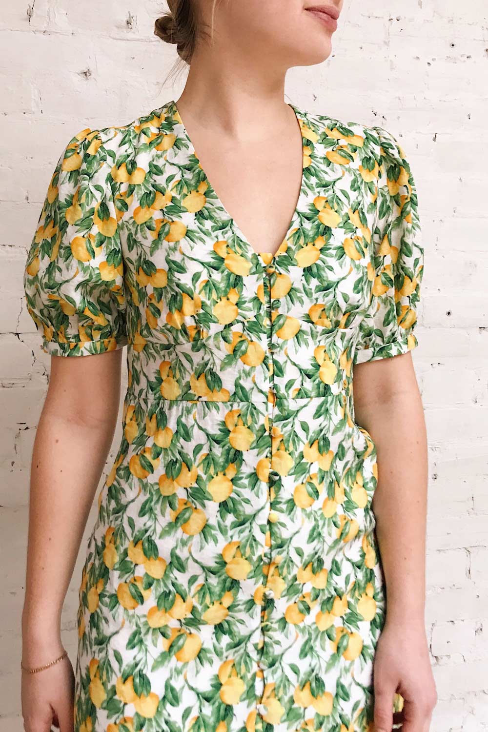 Marketa Green Patterned Midi Dress | Boutique 1861 on model