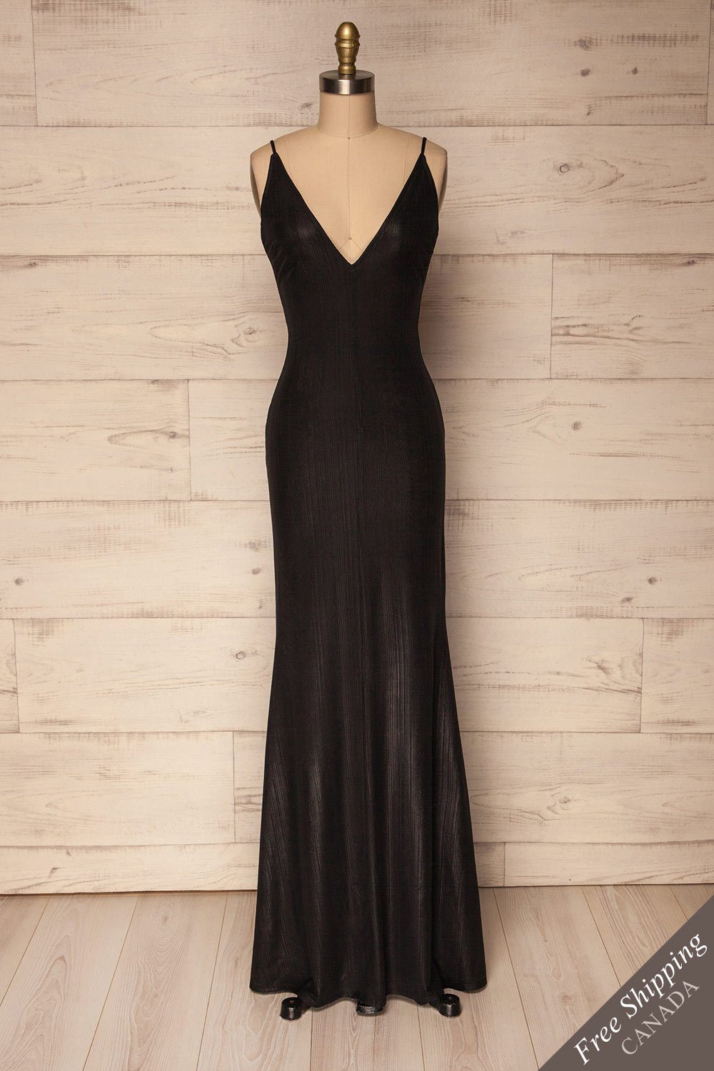 Markostav Black Mermaid Dress w Open Back | La Petite Garçonne Chpt. 2 front view