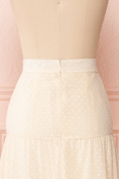 Marlena Cream Maxi Chiffon Pattern Gypsy Skirt back close up | Boudoir 1861