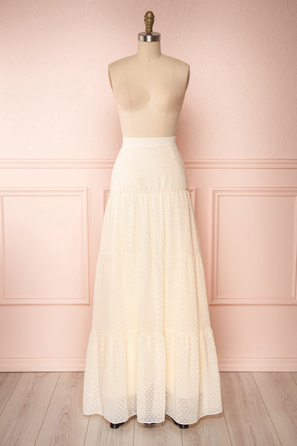 Marlena Cream Maxi Chiffon Pattern Skirt | Boudoir 1861