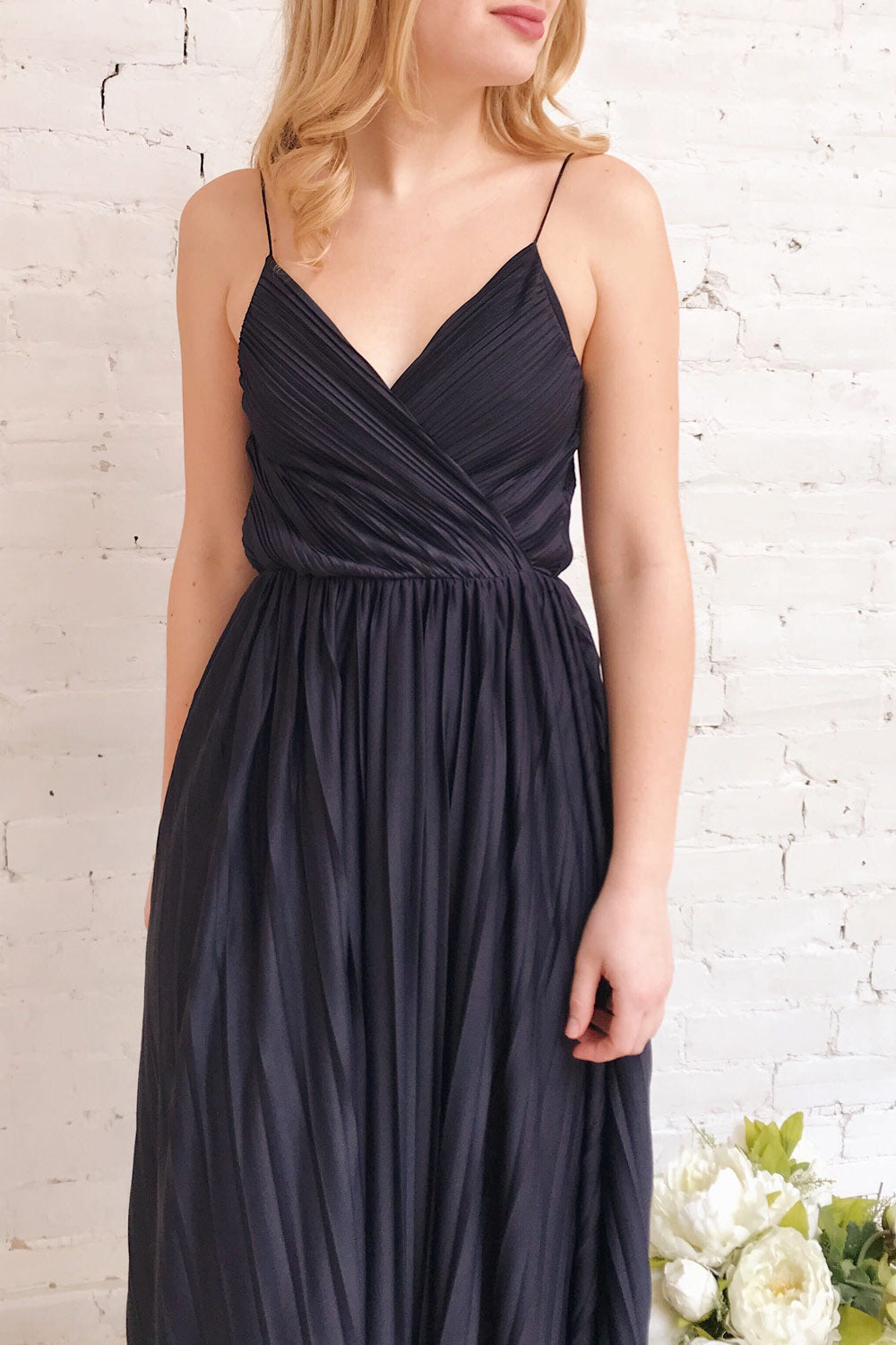 Marly Rain Navy Blue Sleeveless A-Line Dress | Boutique 1861 on model 1