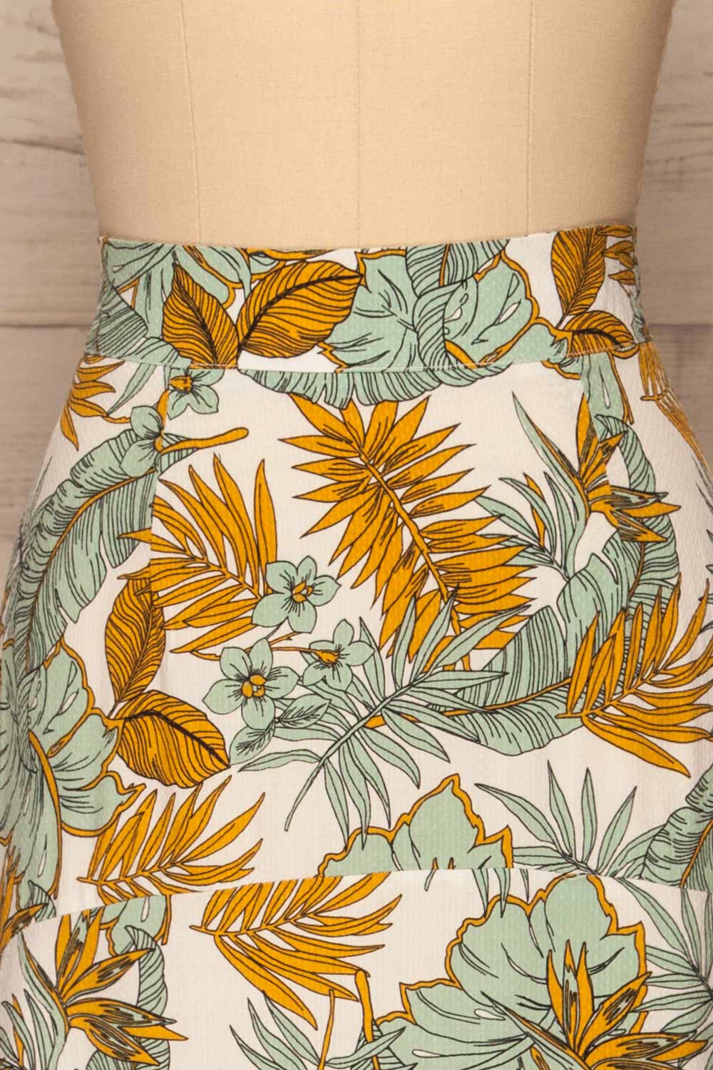 Marsciano Tropical Midi Skirt | Jupe | La Petite Garçonne front close-up