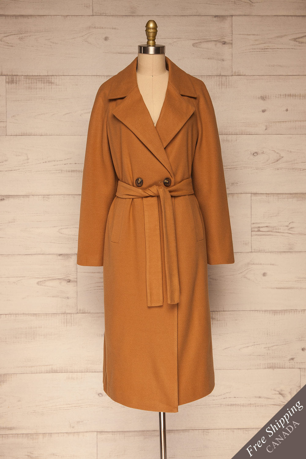 Mataro Brown Mid-Length Trench Coat | La petite garçonne front view
