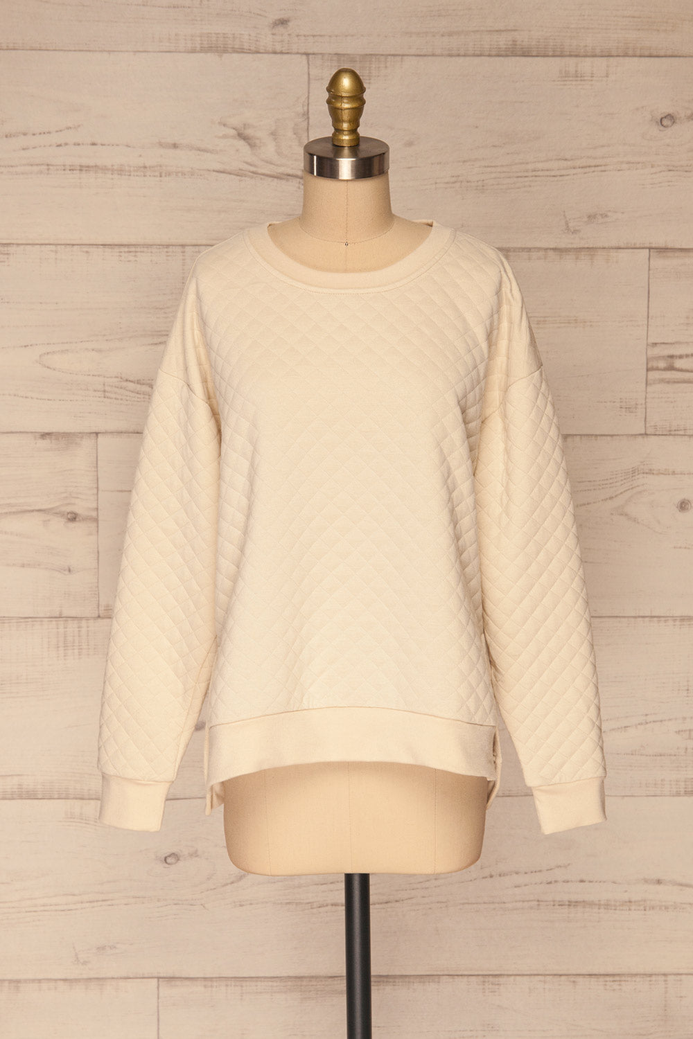 Matelica Beige Quilted Long Sleeve Sweater | La petite garçonne front view