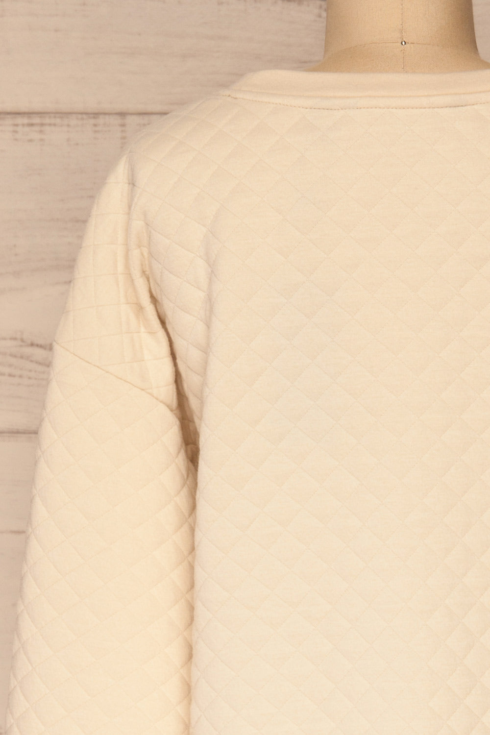 Matelica Beige Quilted Long Sleeve Sweater | La petite garçonne back close-up