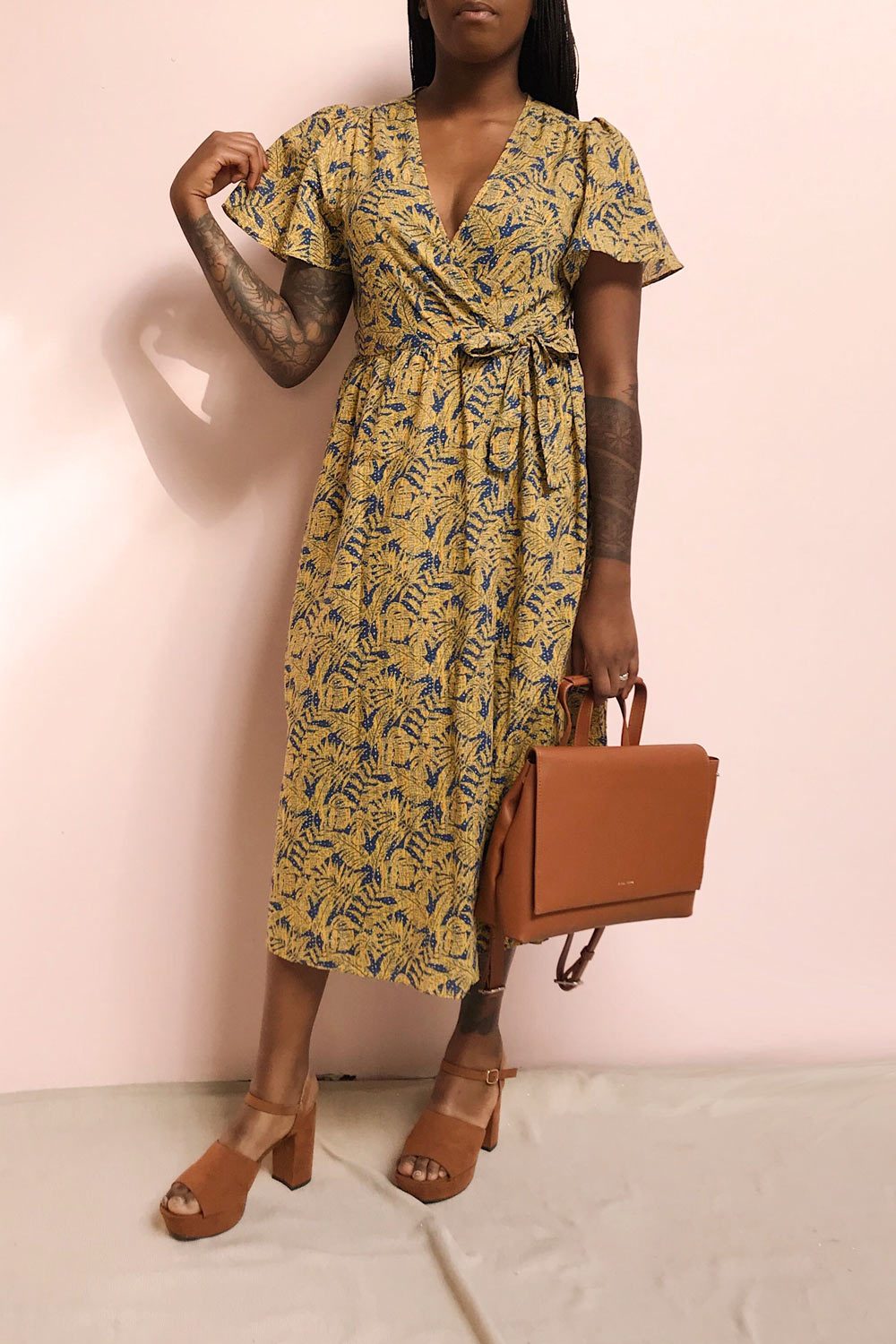 Matergabia Yellow & Blue Midi Wrap Dress | Boutique 1861 model look 2