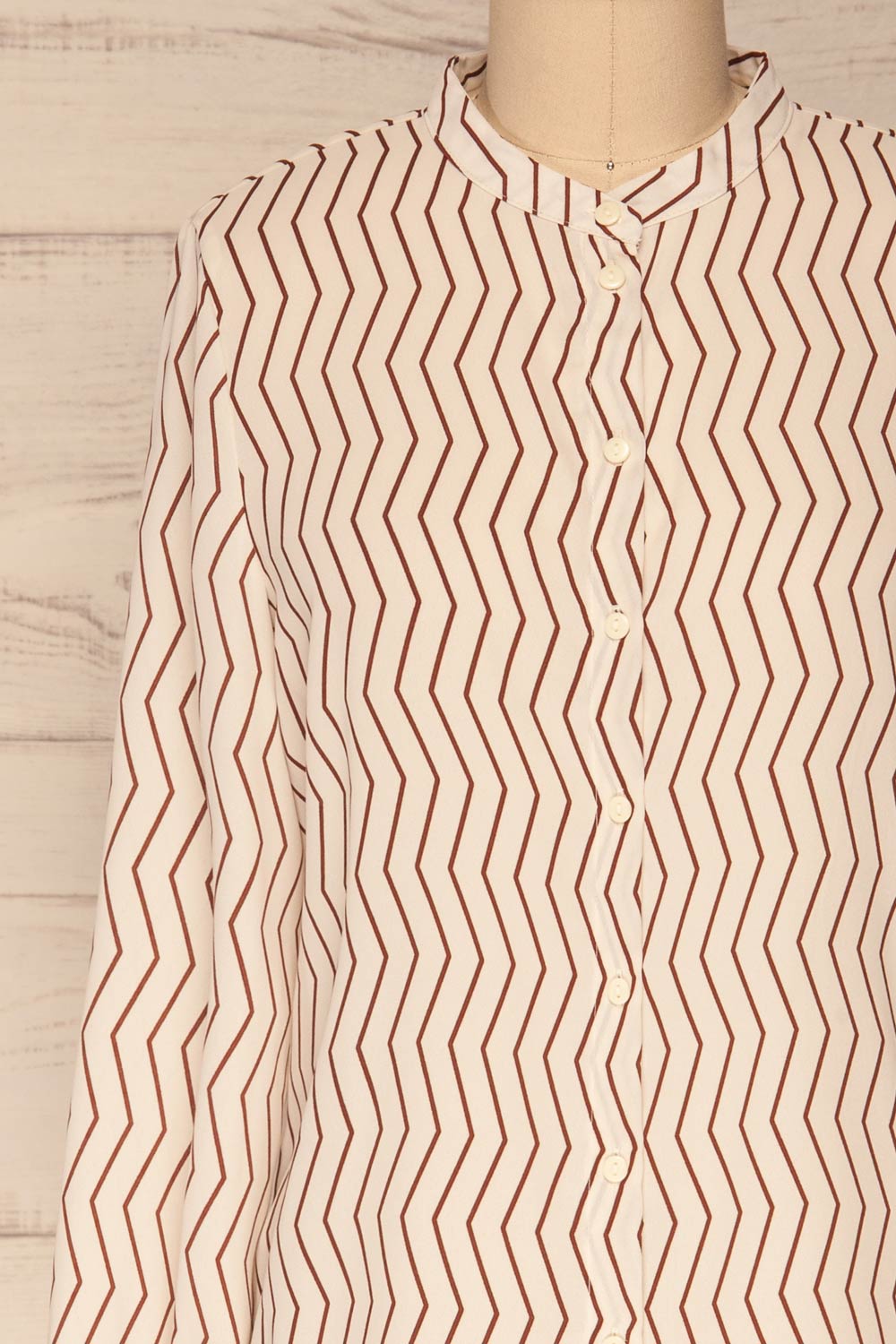 Mayence Striped Geometrical Button-Up Blouse | Boutique 1861 front close-up