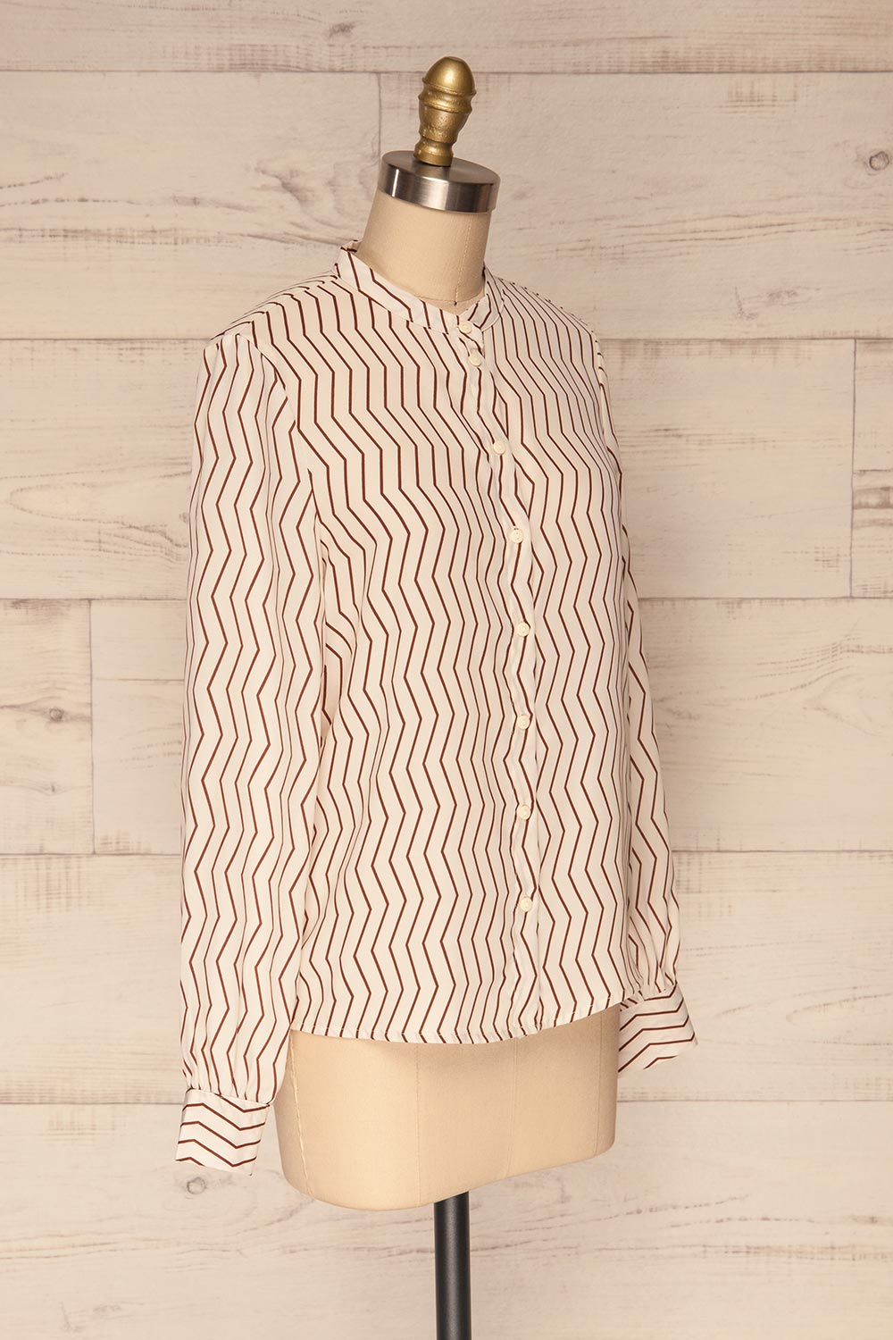 Mayence Striped Geometrical Button-Up Blouse | Boutique 1861 side view