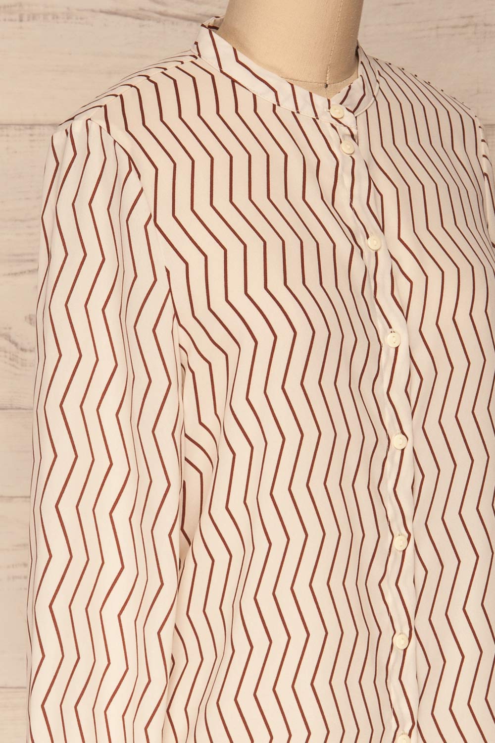 Mayence Striped Geometrical Button-Up Blouse | Boutique 1861 side close-up