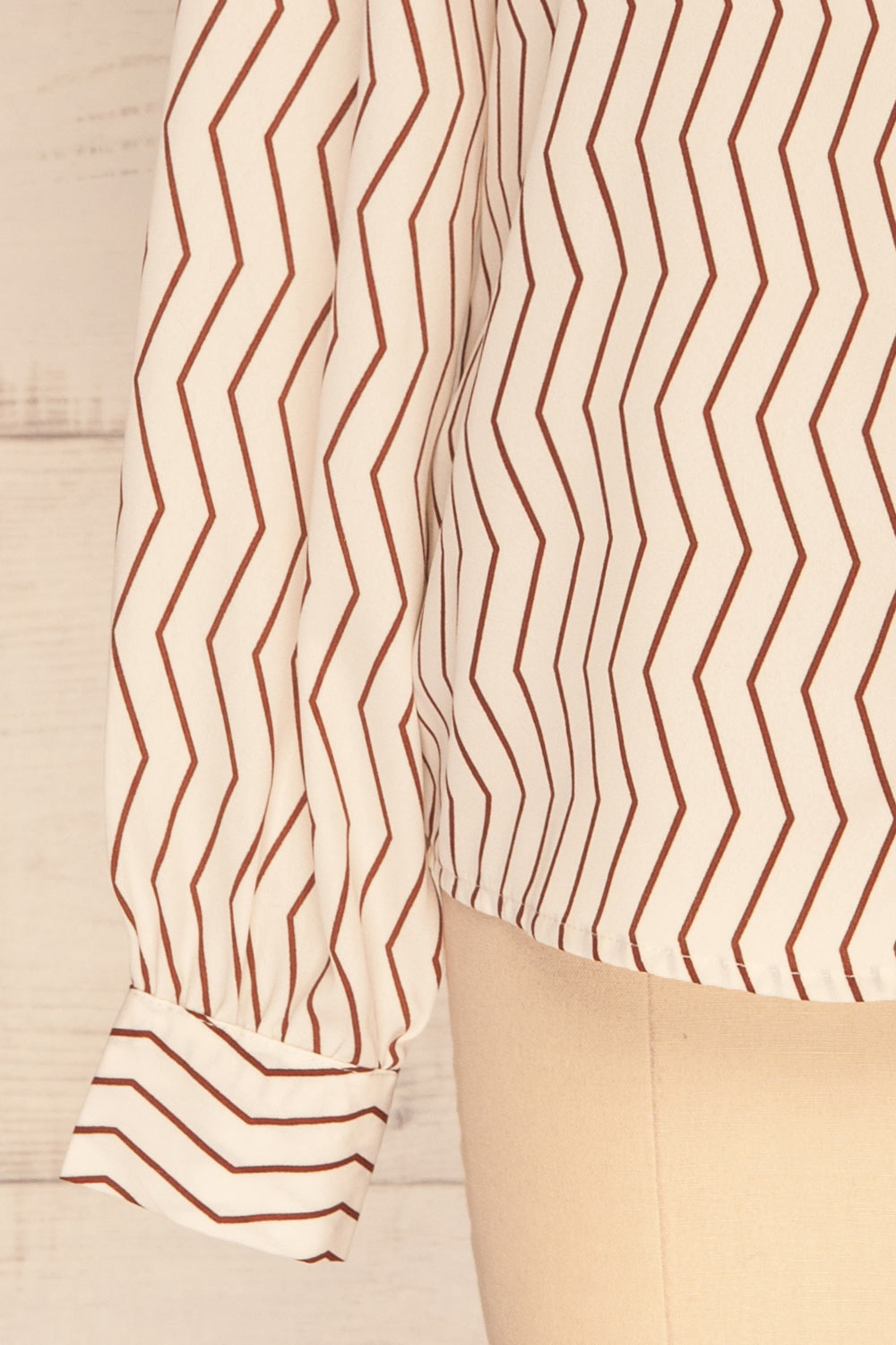 Mayence Striped Geometrical Button-Up Blouse | Boutique 1861 bottom close-up