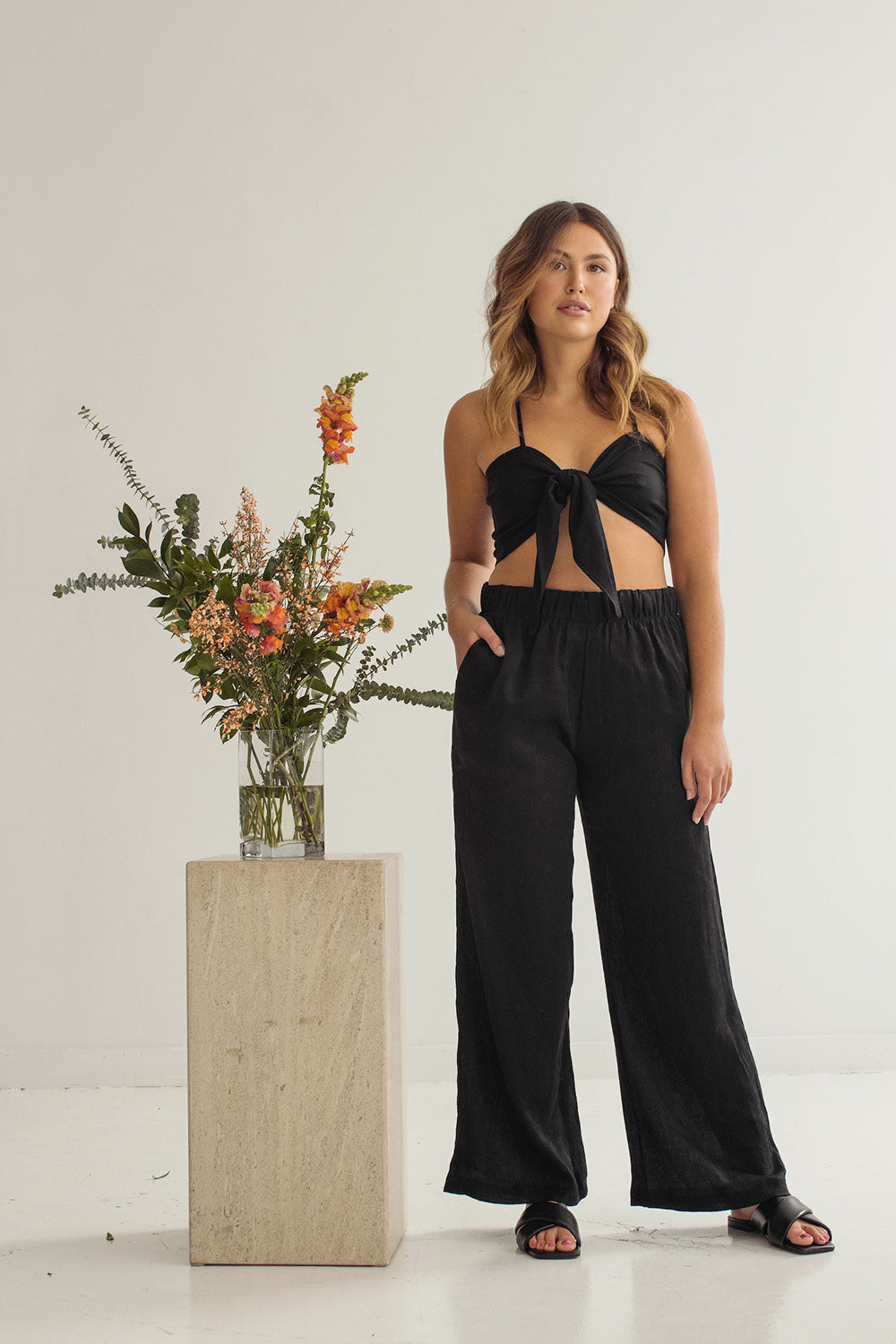 Dailystory Napola Black | High-Waisted Pants w/ Side Pockets