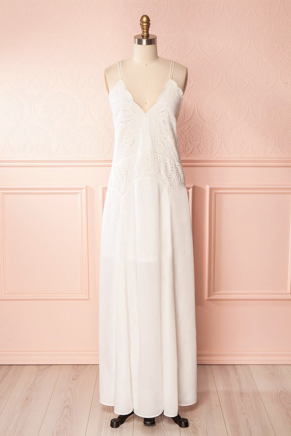 Meagan White Embroidered Sleeveless Maxi Dress | Boudoir 1861