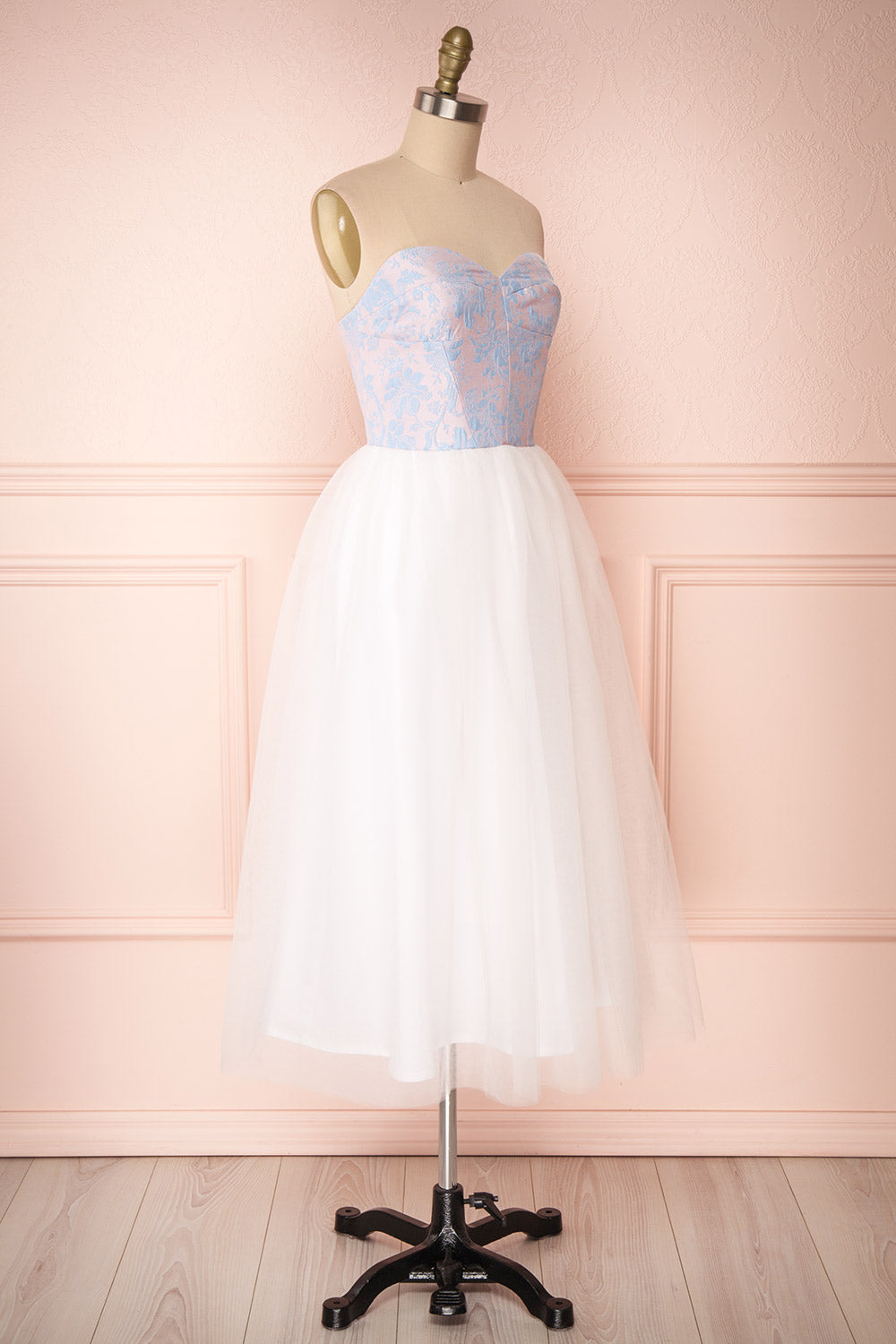 Melda Rose White & Pink Tulle Bustier Dress | Boutique 1861 side view
