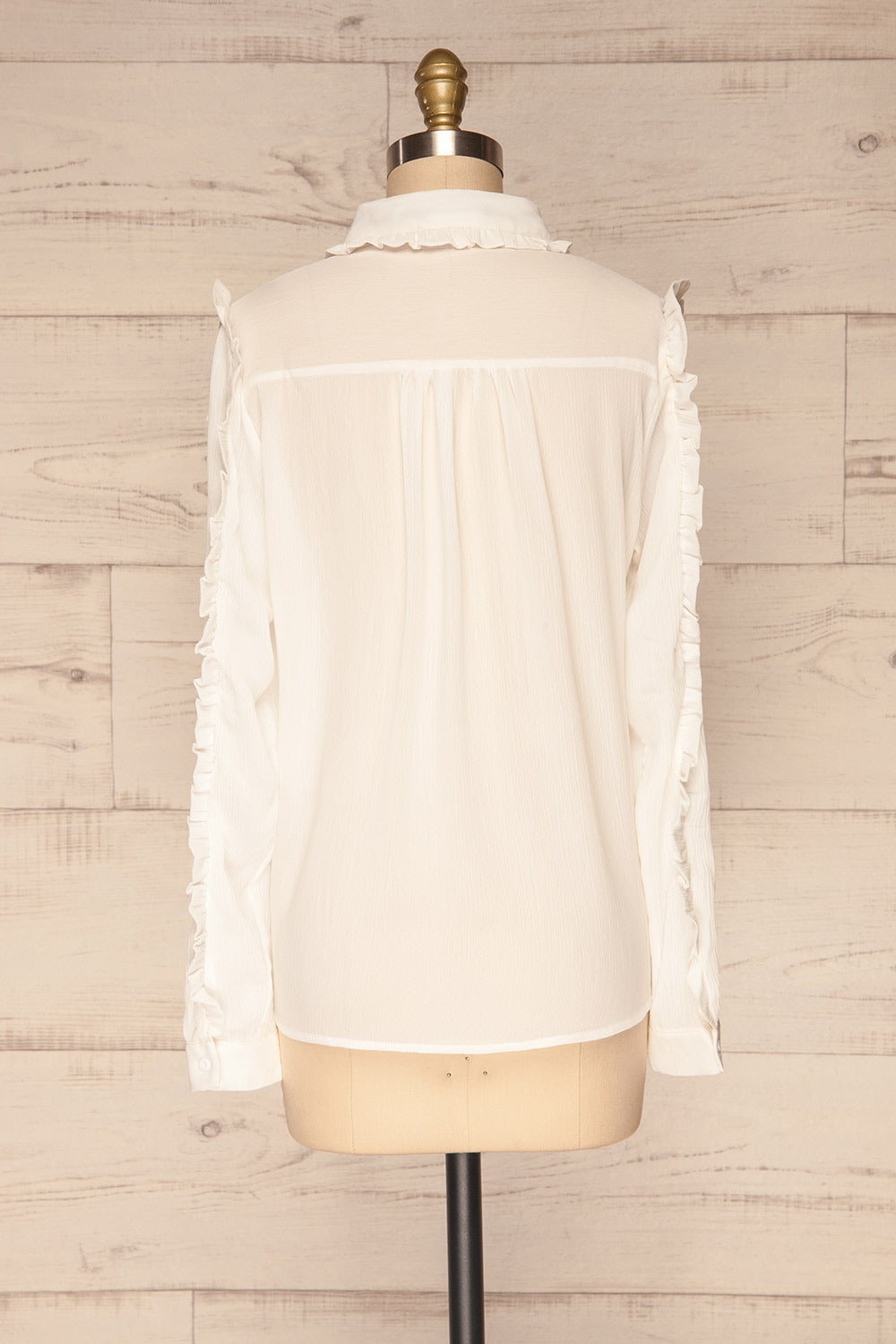 Migdalia White Chiffon Shirt with Ruffles | La Petite Garçonne back view