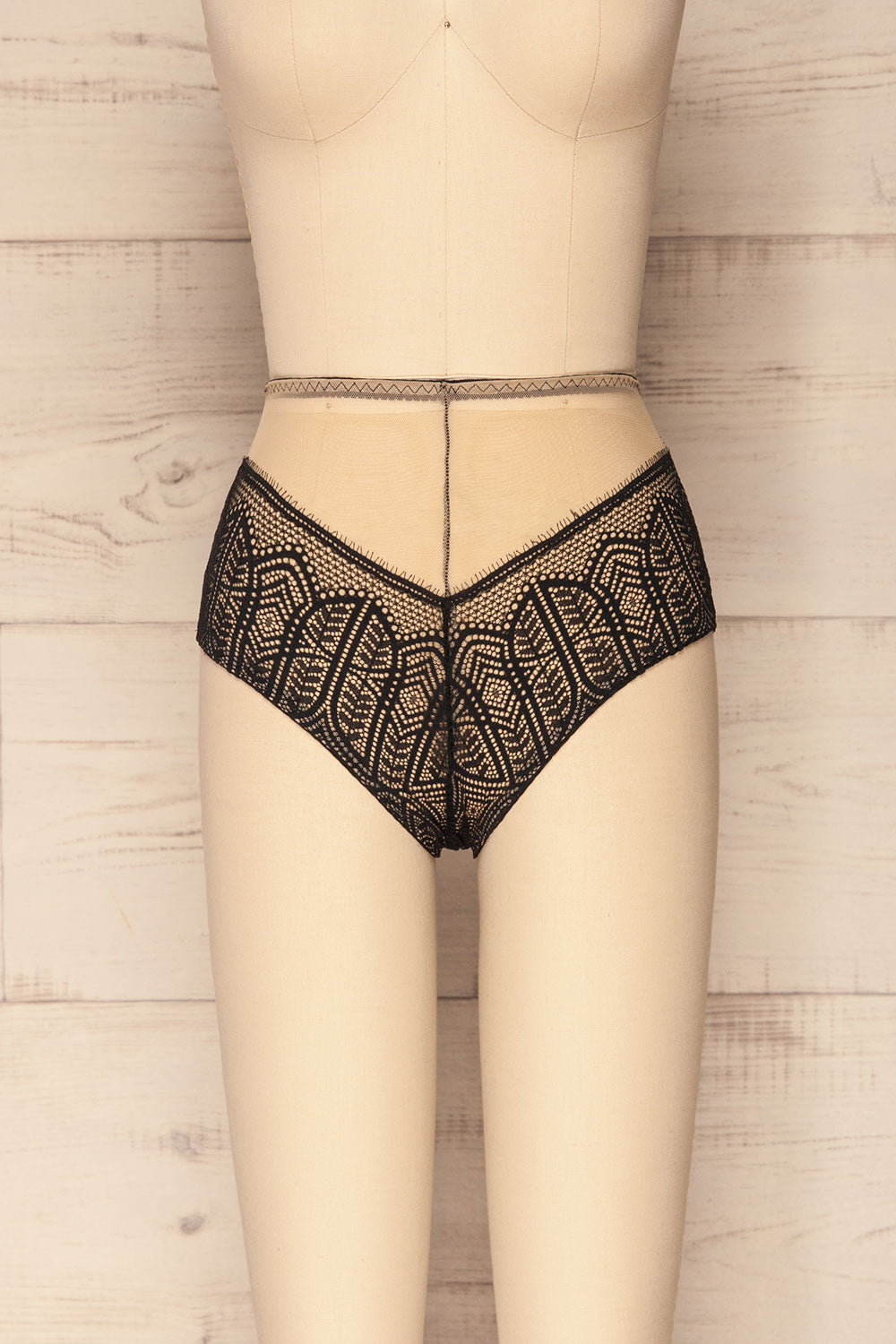 Miha Black Lace & Mesh High Waisted Panty | La Petite Garçonne front view