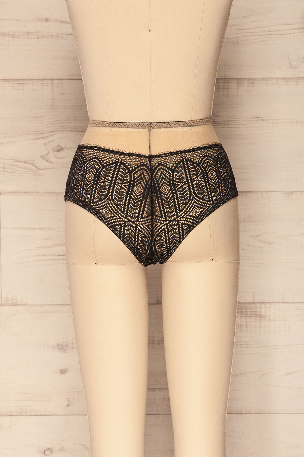 Miha Black Lace & Mesh High Waisted Panty | La Petite Garçonne back view