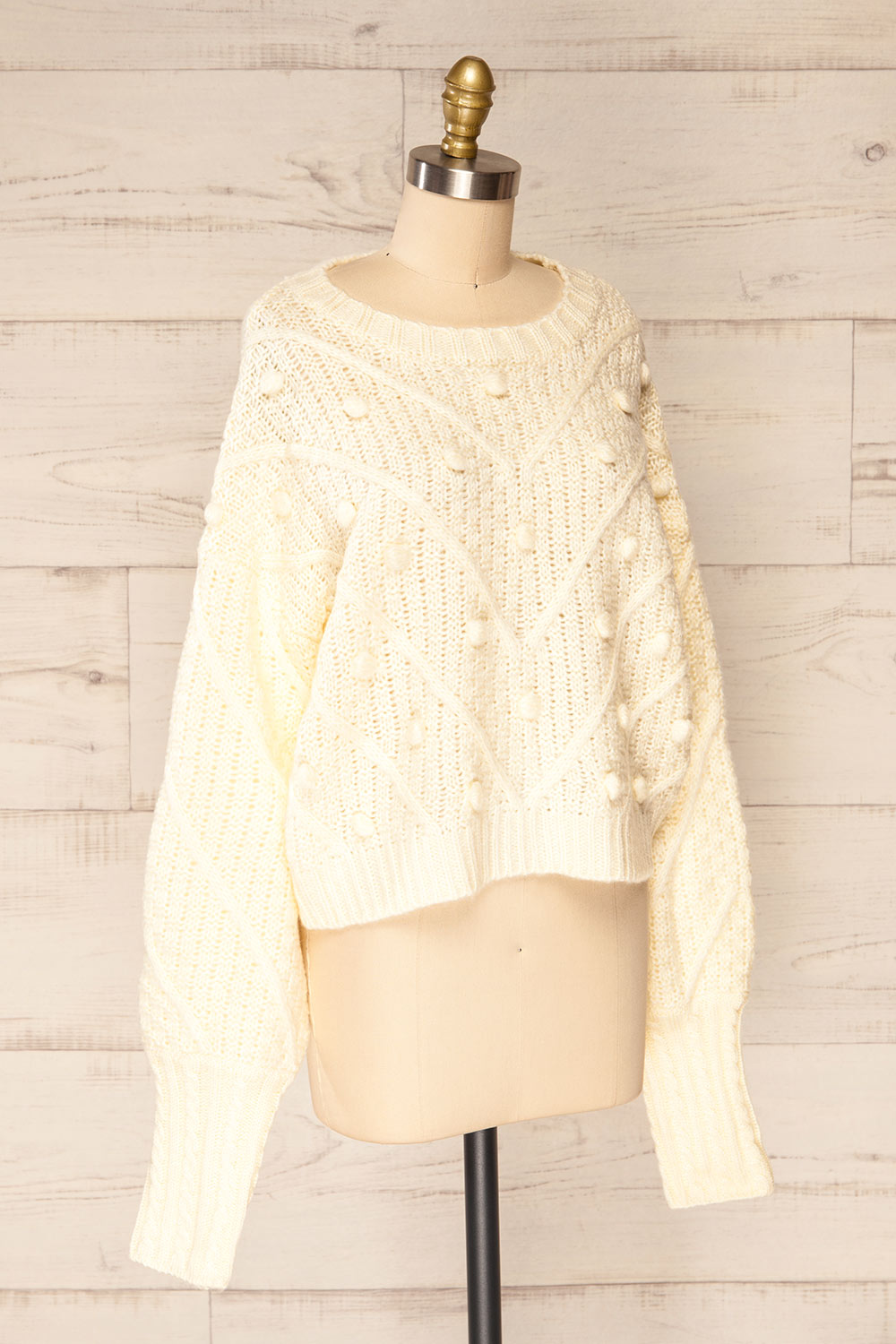 Miirsk Ivory Knit Sweater with Pompoms | La petite garçonne side view