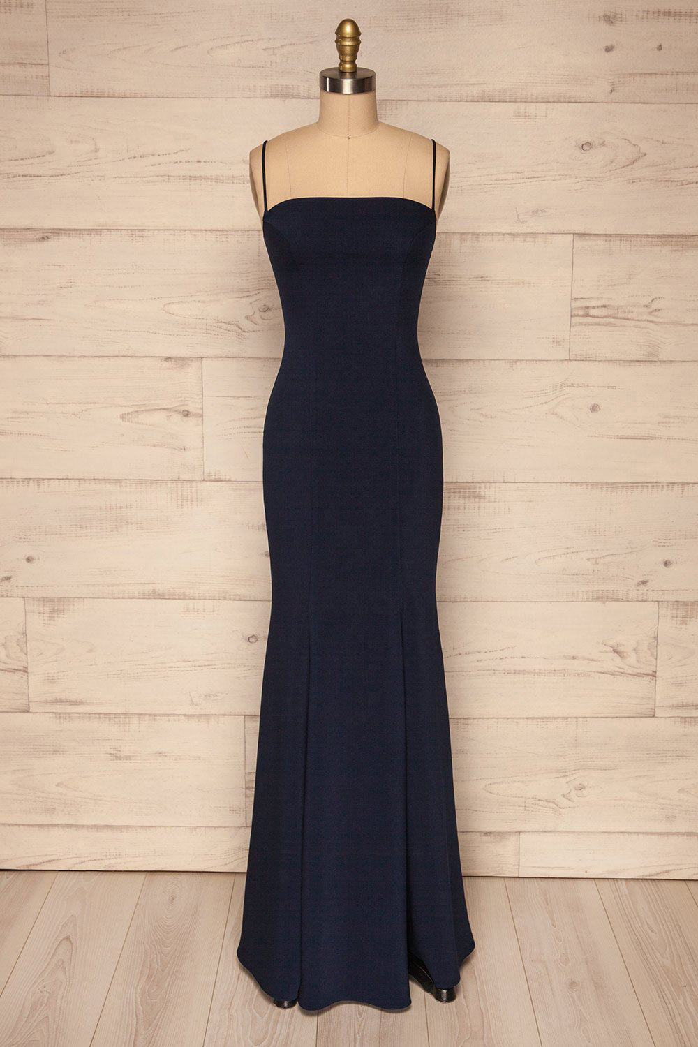 Milena Navy Mermaid Gown with Slit | La Petite Garçonne