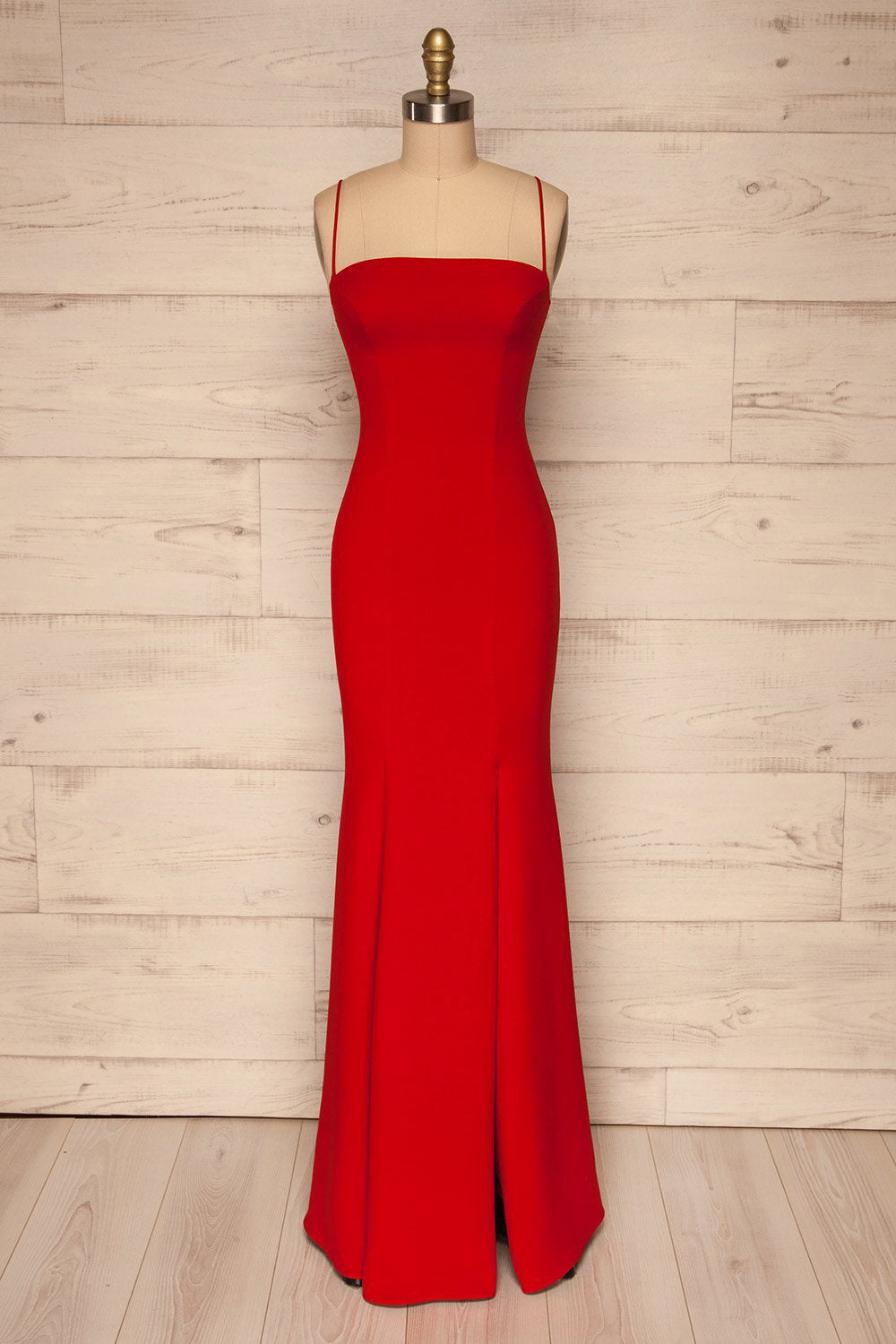 Milena Red Mermaid Gown with Slit | La Petite Garçonne