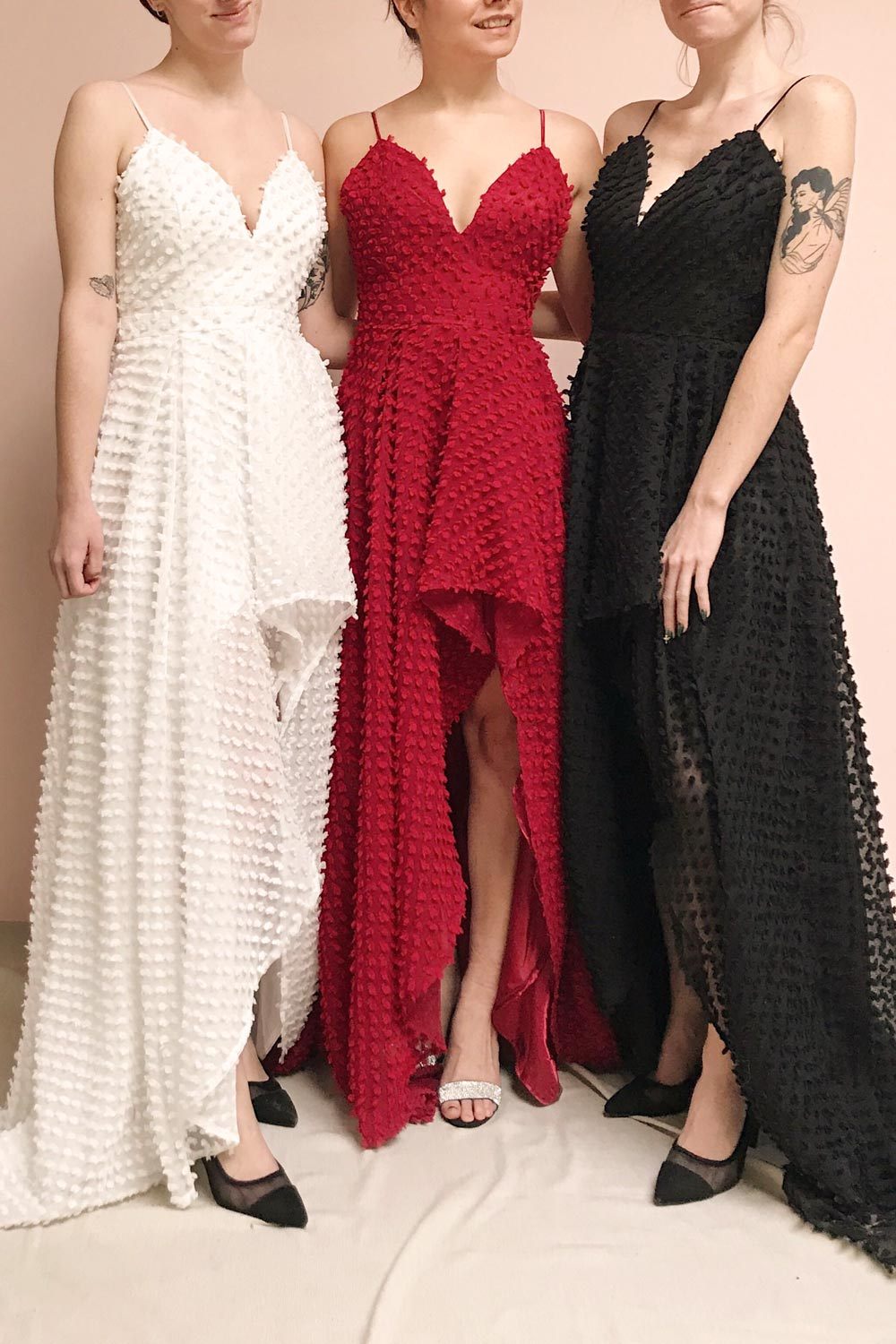 Minjee Red Asymmetrical Maxi Dress | Boutique 1861 on model