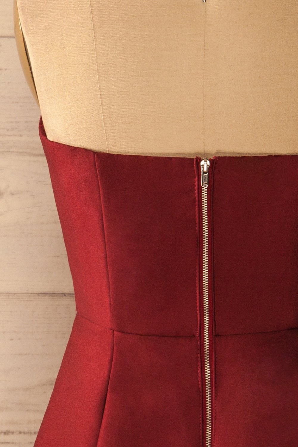 Mioglia Burgundy - Peplum bustier dress