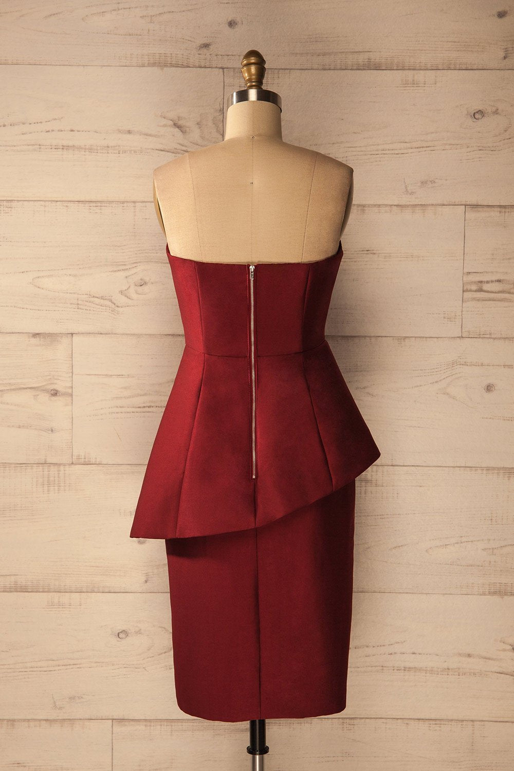 Mioglia Burgundy - Peplum bustier dress