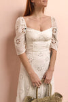 Mirabella White Off-Shoulder Maxi Dress | Boudoir 1861 model close up