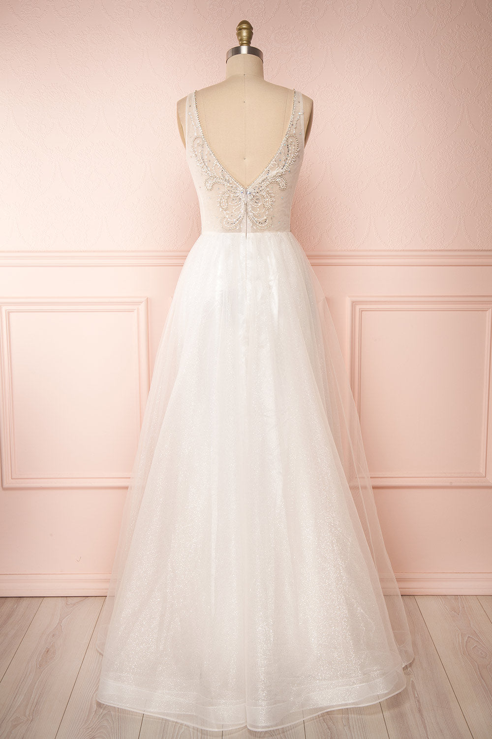 Mireille White Tulle & Crystal Gown | Robe back view | Boudoir 1861