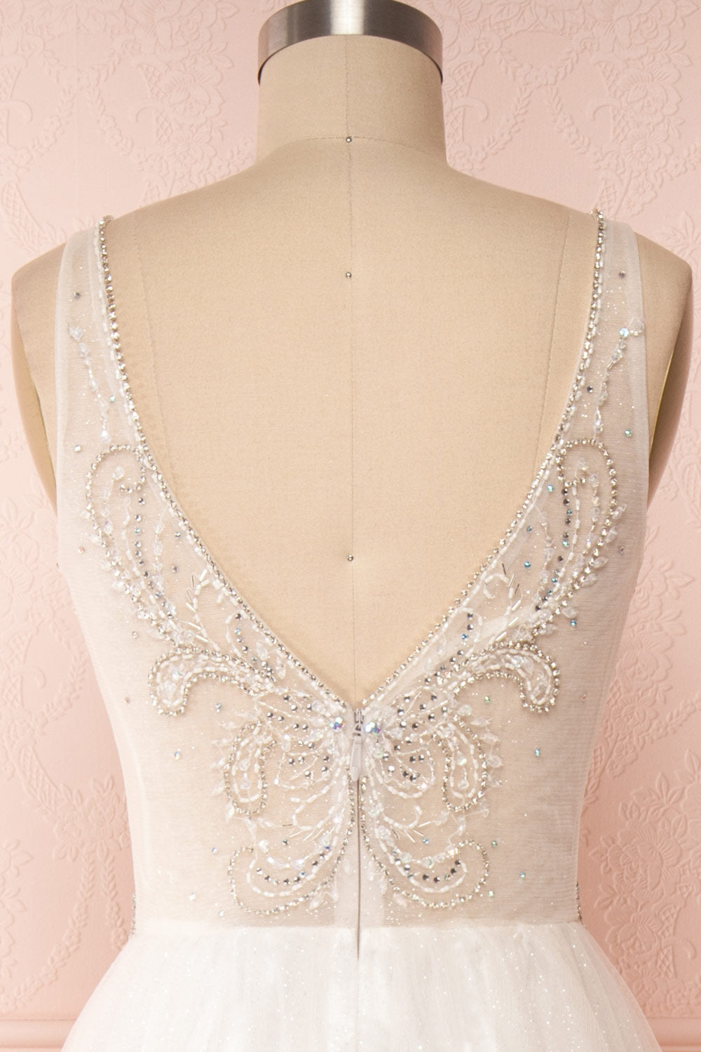 Mireille White Tulle & Crystal Gown | Robe back close up | Boudoir 1861