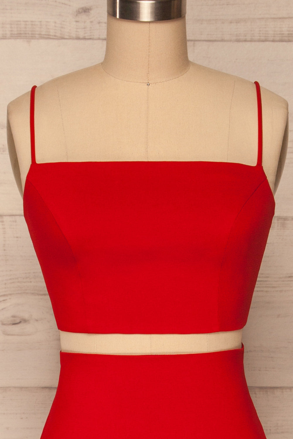 Mirissa Red Top and Skirt Prom Set | Boutique 1861 front close up