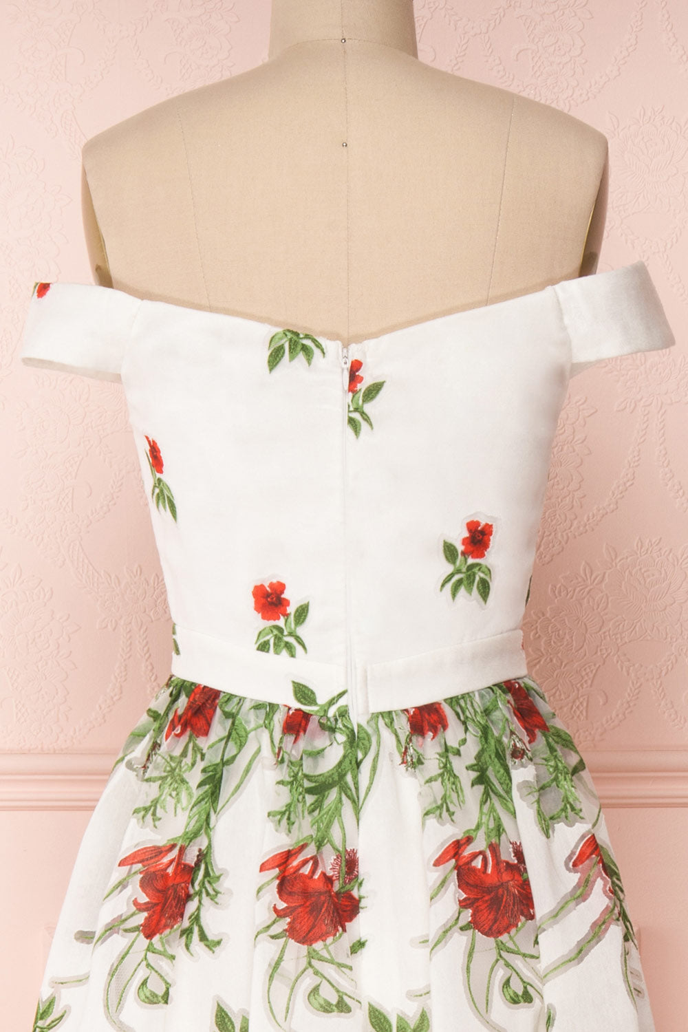 Misawa Ivory White Floral A-Line Maxi Dress | Boutique 1861 back close-up