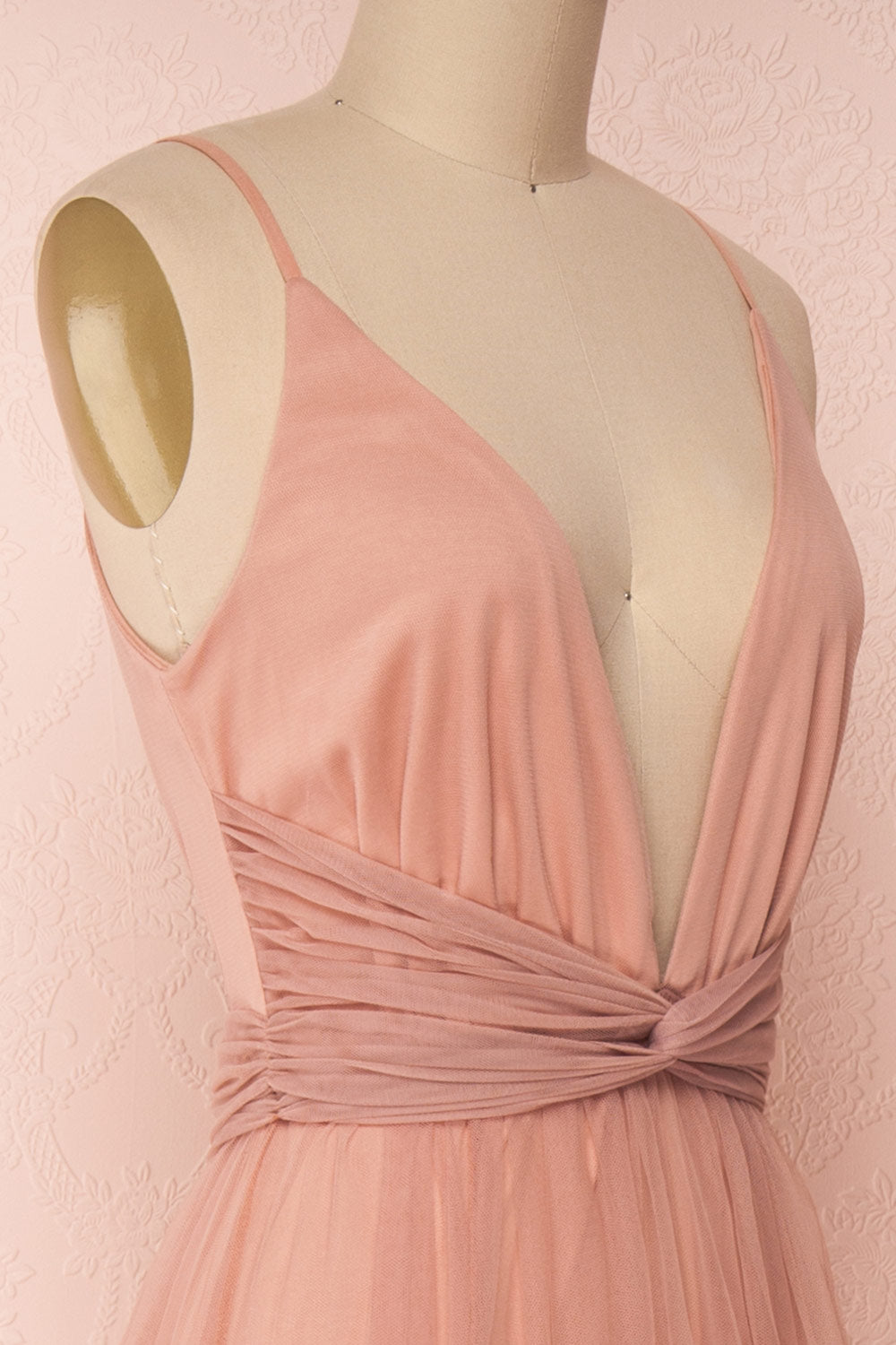 Miyawaka Blush Pink Tulle Gown w/ Plunging Neckline | Boutique 1861 4