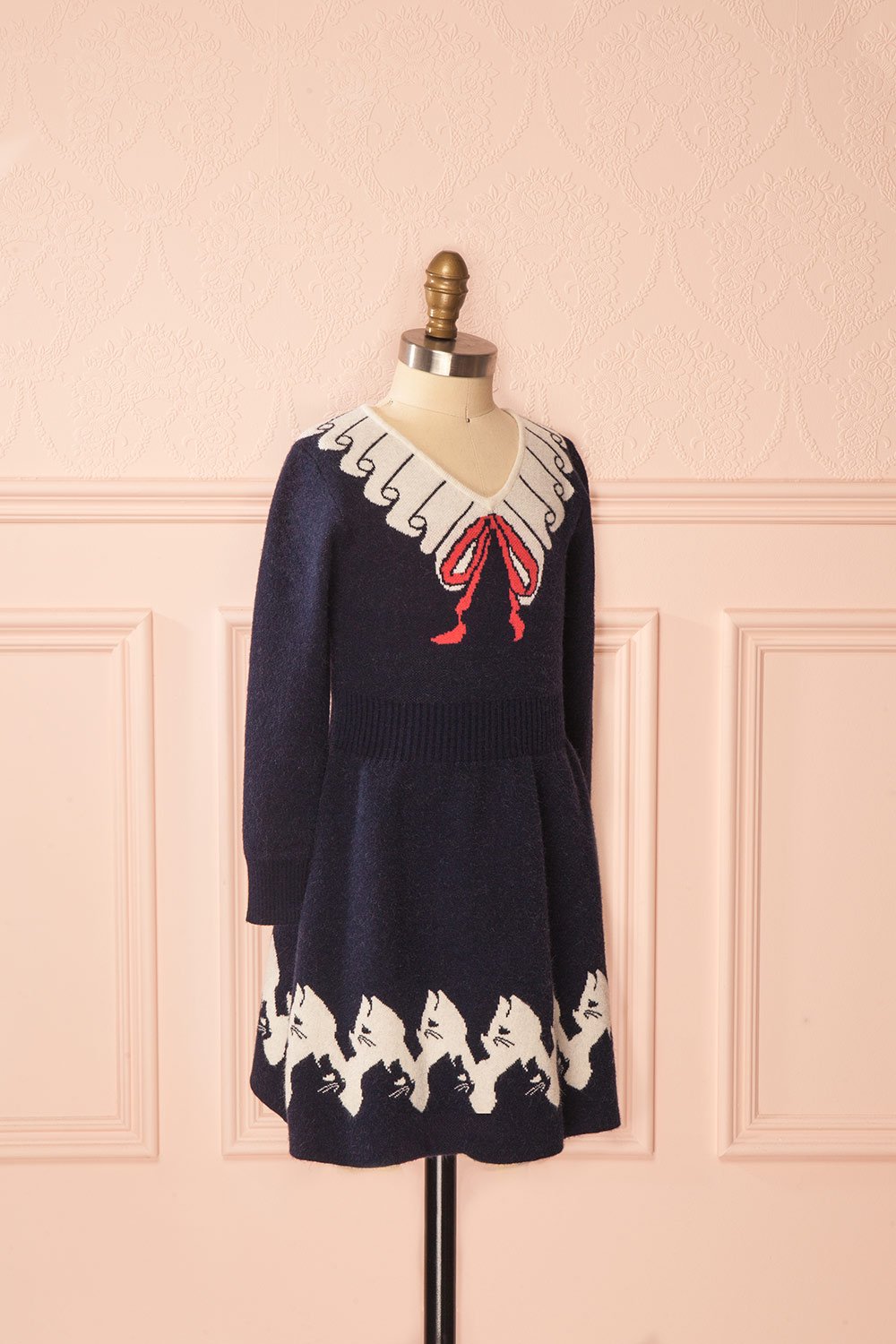 Miyuki Mini Kids Navy Knit A-Line Dress | Boutique 1861