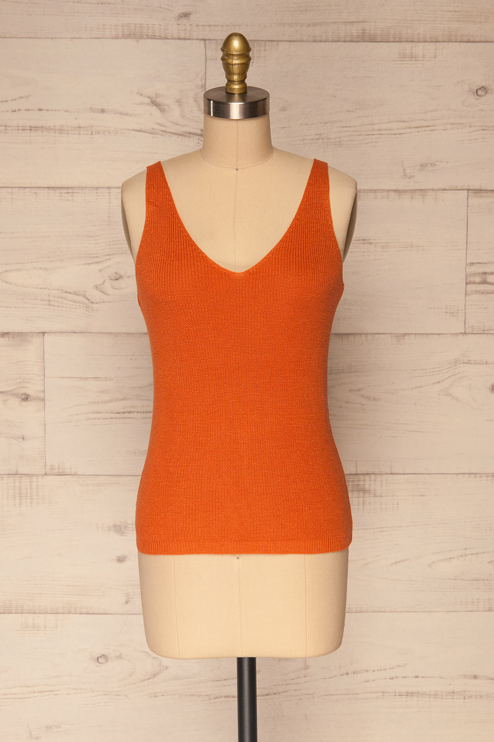 Moika Coral Knitted V-Neck Cami | La petite garçonne front view