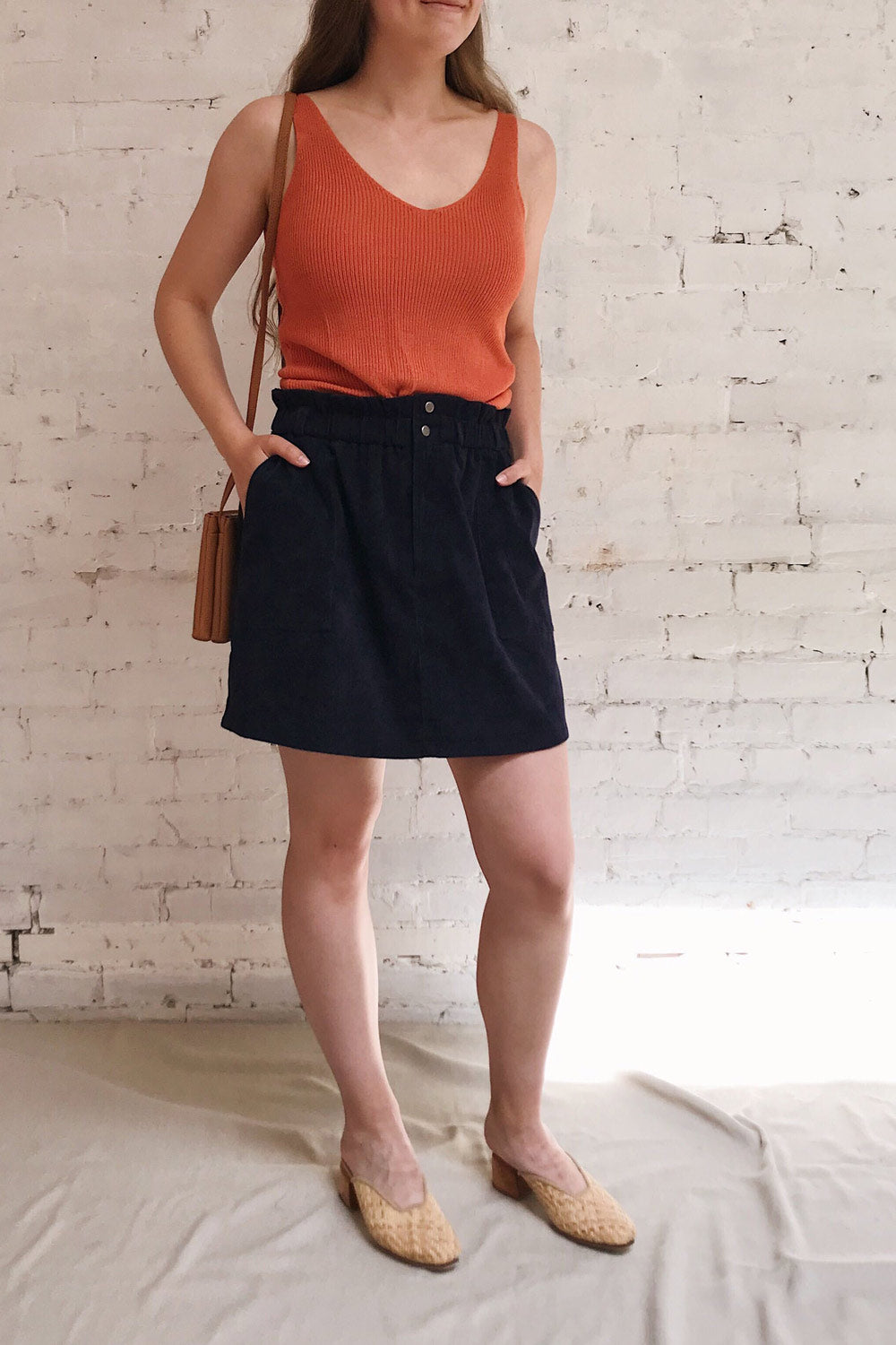 Moika Coral Knitted V-Neck Cami | La petite garçonne model look