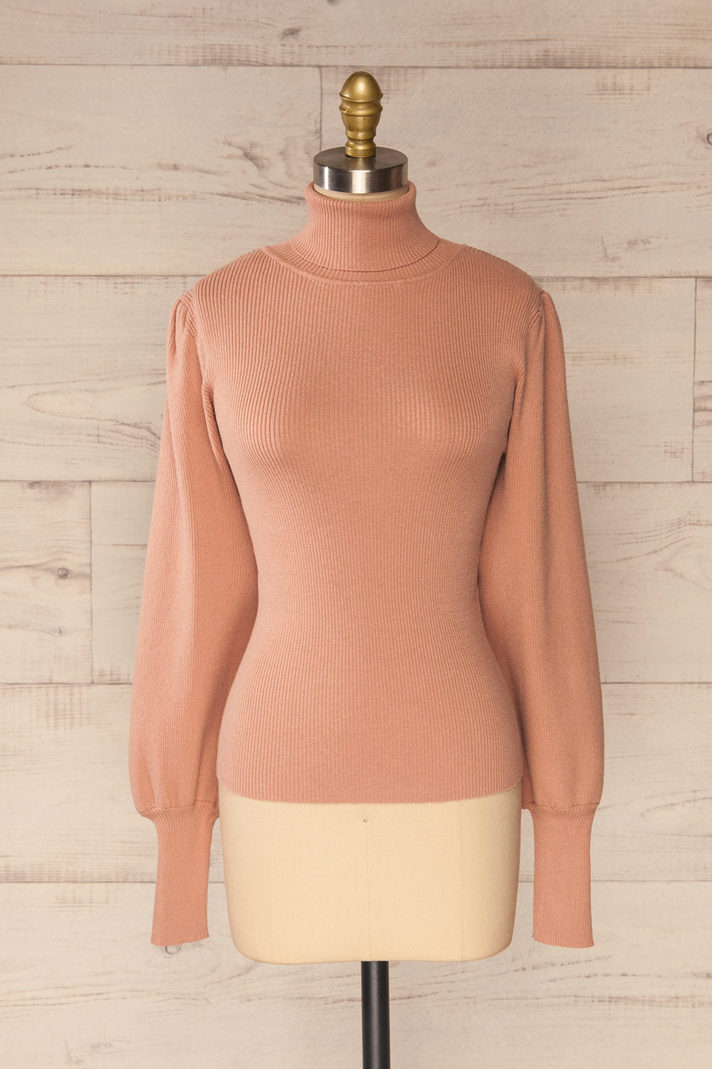 Moino Pink Puffy Sleeve Turtleneck | La petite garçonne front view