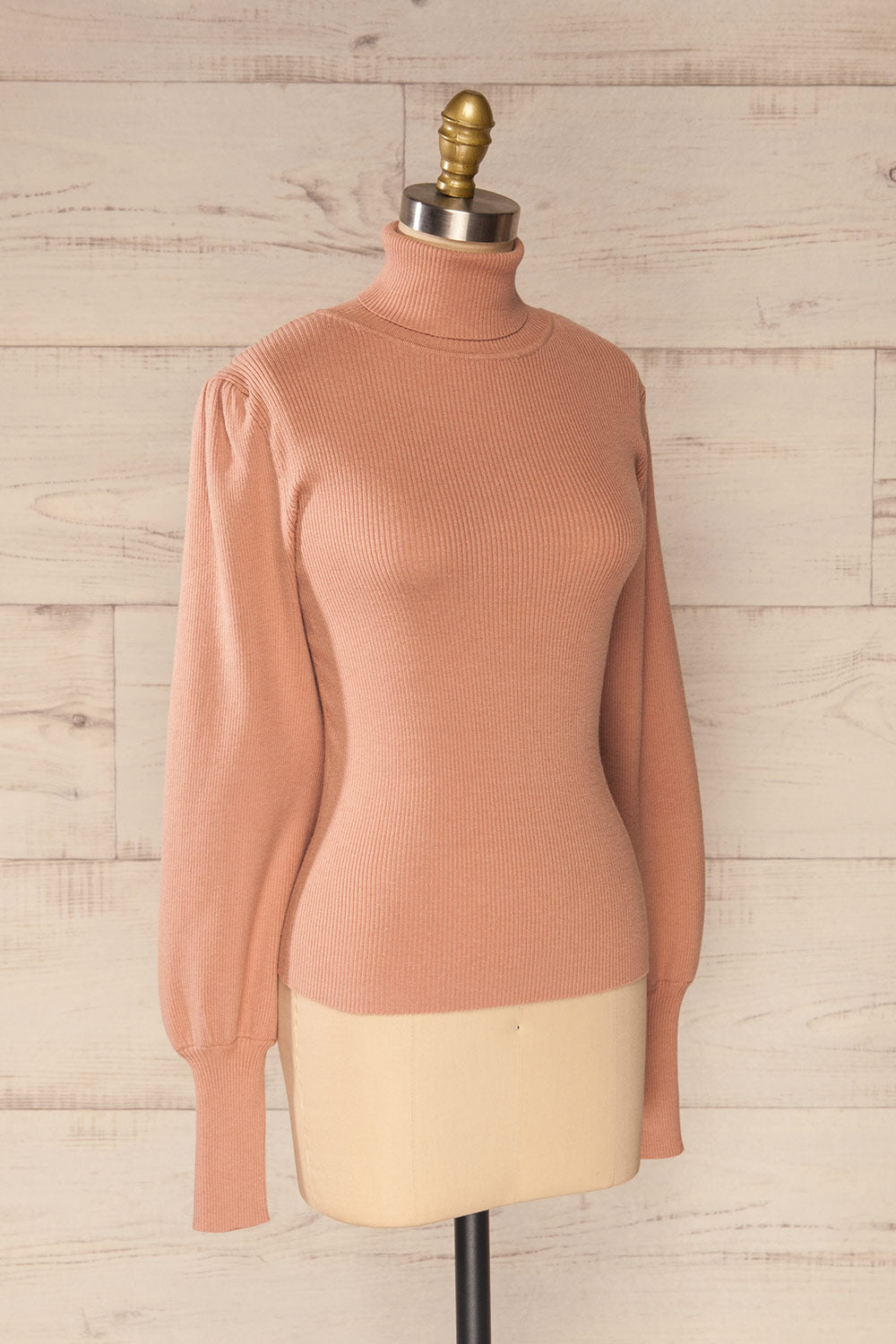 Moino Pink Puffy Sleeve Turtleneck | La petite garçonne side view